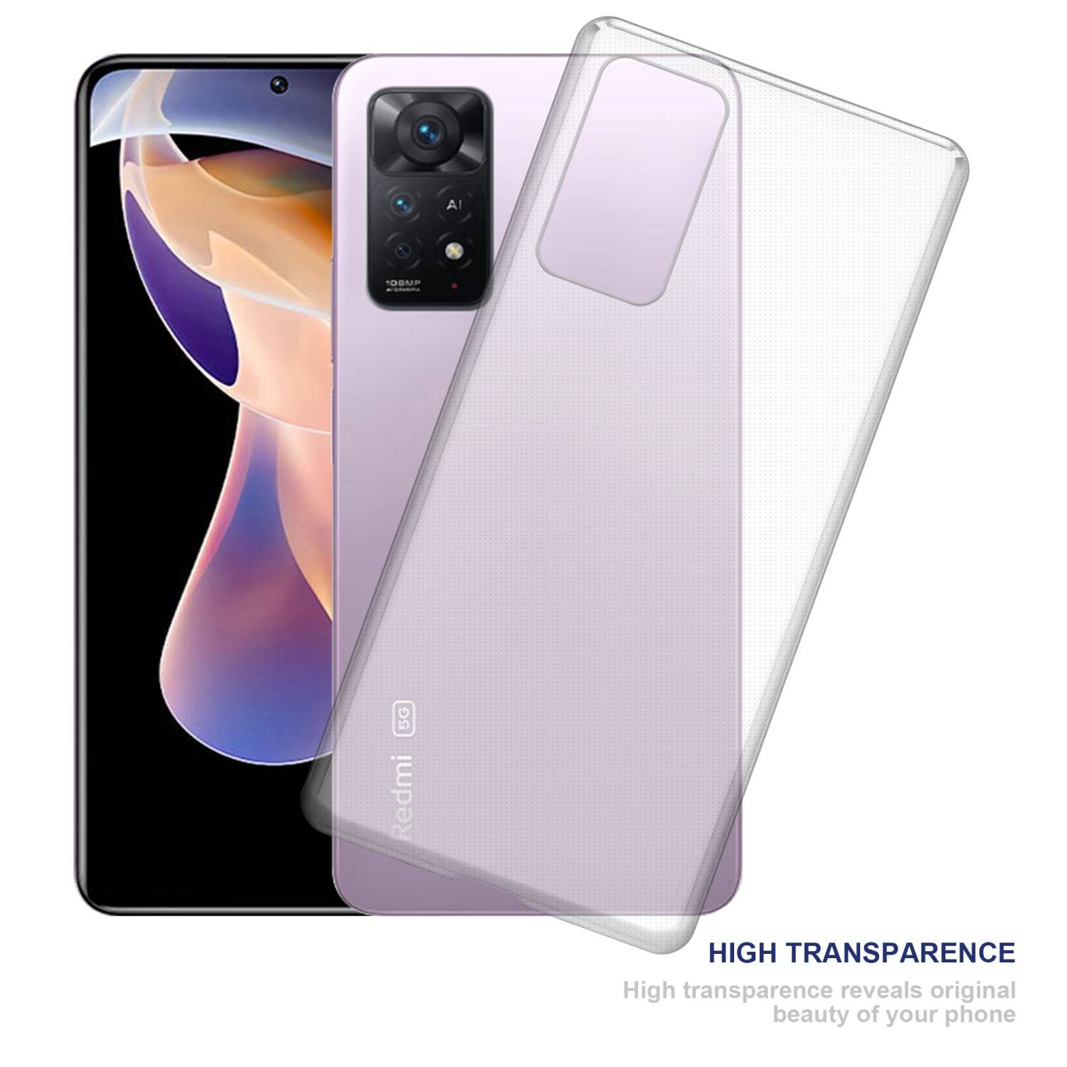 Cadorabo Hülle für Xiaomi RedMi NOTE 11 PRO 4G / 5G Schutz Hülle in Transparent Schutzhülle TPU Silikon Cover Etui Case