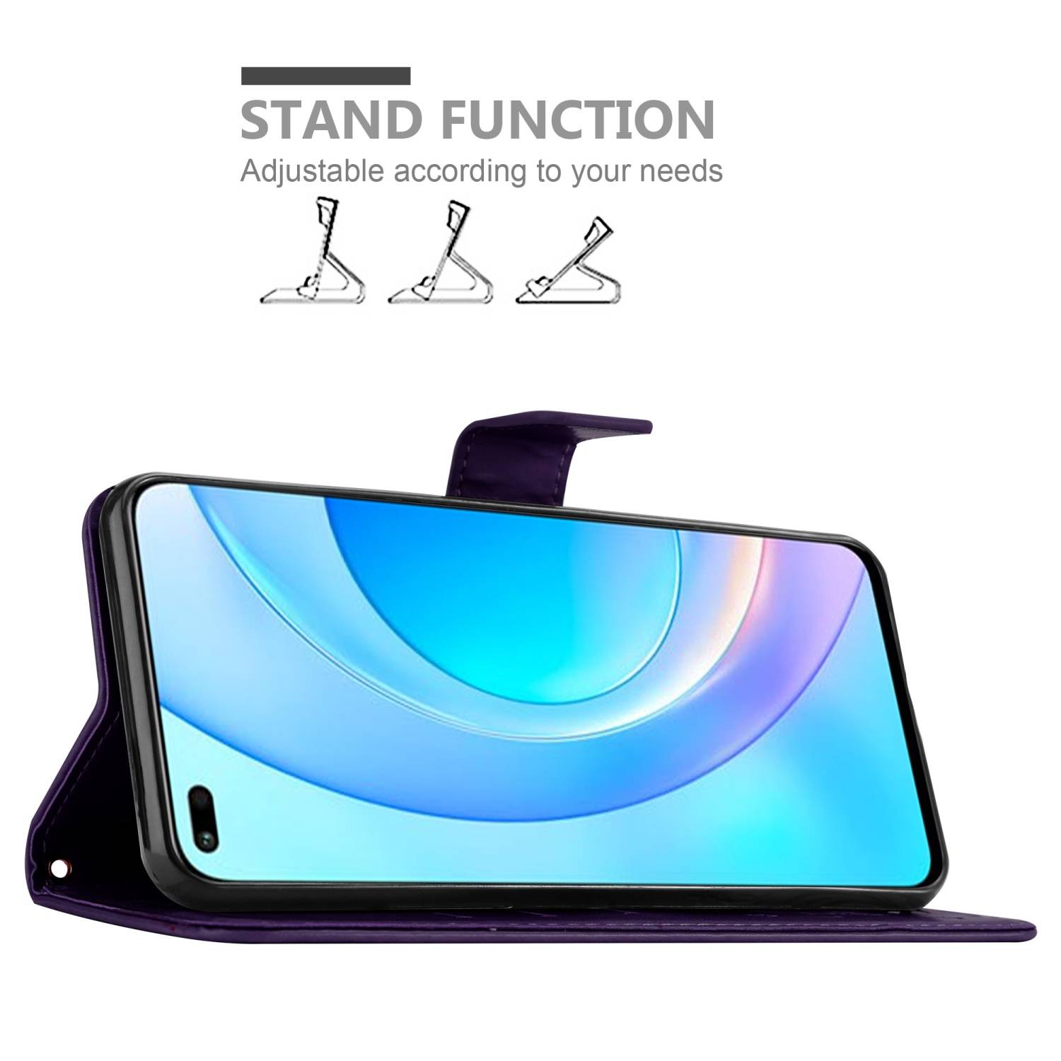 Cadorabo Hülle für Honor 50 LITE Schutz Hülle in Lila Schutzhülle Handy Hülle Etui Case Blumen Flower