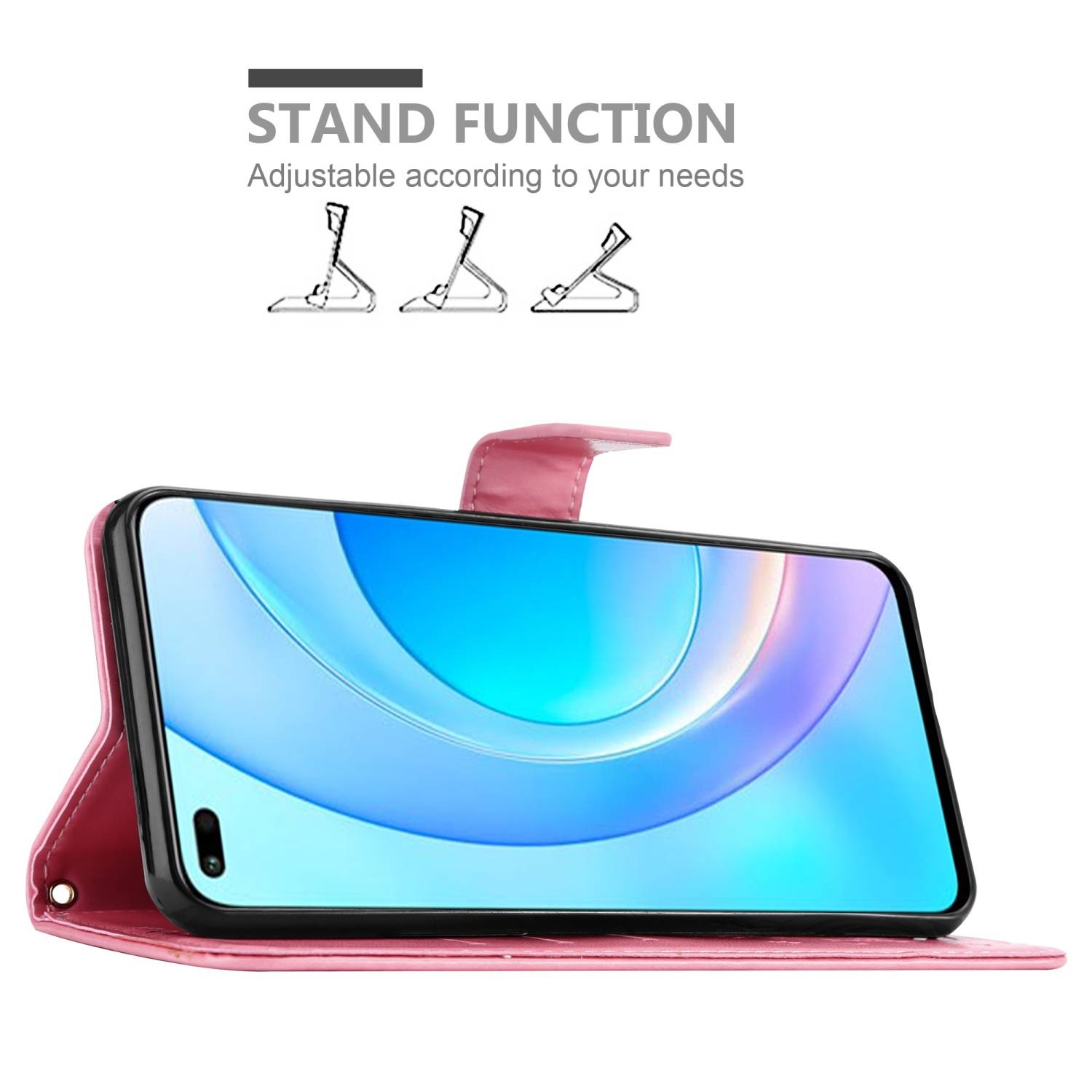 Cadorabo Hülle für Honor 50 LITE Schutz Hülle in Rosa Schutzhülle Handy Hülle Etui Case Blumen Flower