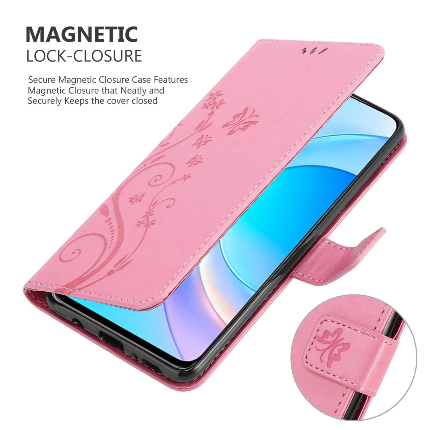 Cadorabo Hülle für Honor 50 LITE Schutz Hülle in Rosa Schutzhülle Handy Hülle Etui Case Blumen Flower