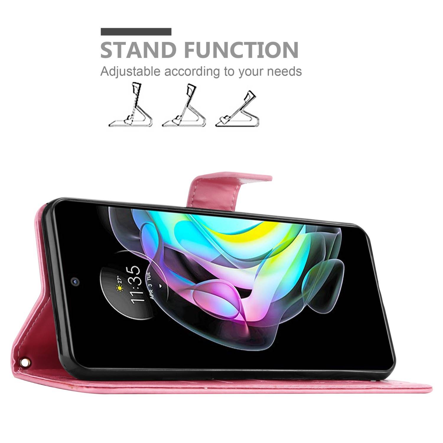 Cadorabo Hülle für Motorola EDGE 20 Schutz Hülle in Rosa Schutzhülle Handy Hülle Etui Case Blumen Flower