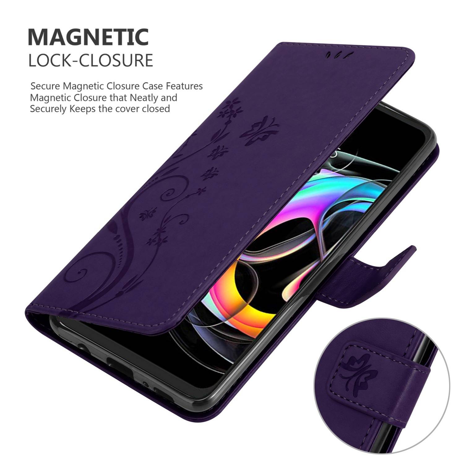 Cadorabo Hülle für Motorola EDGE 20 LITE / FUSION Schutz Hülle in Lila Schutzhülle Handy Hülle Etui Case Blumen Flower