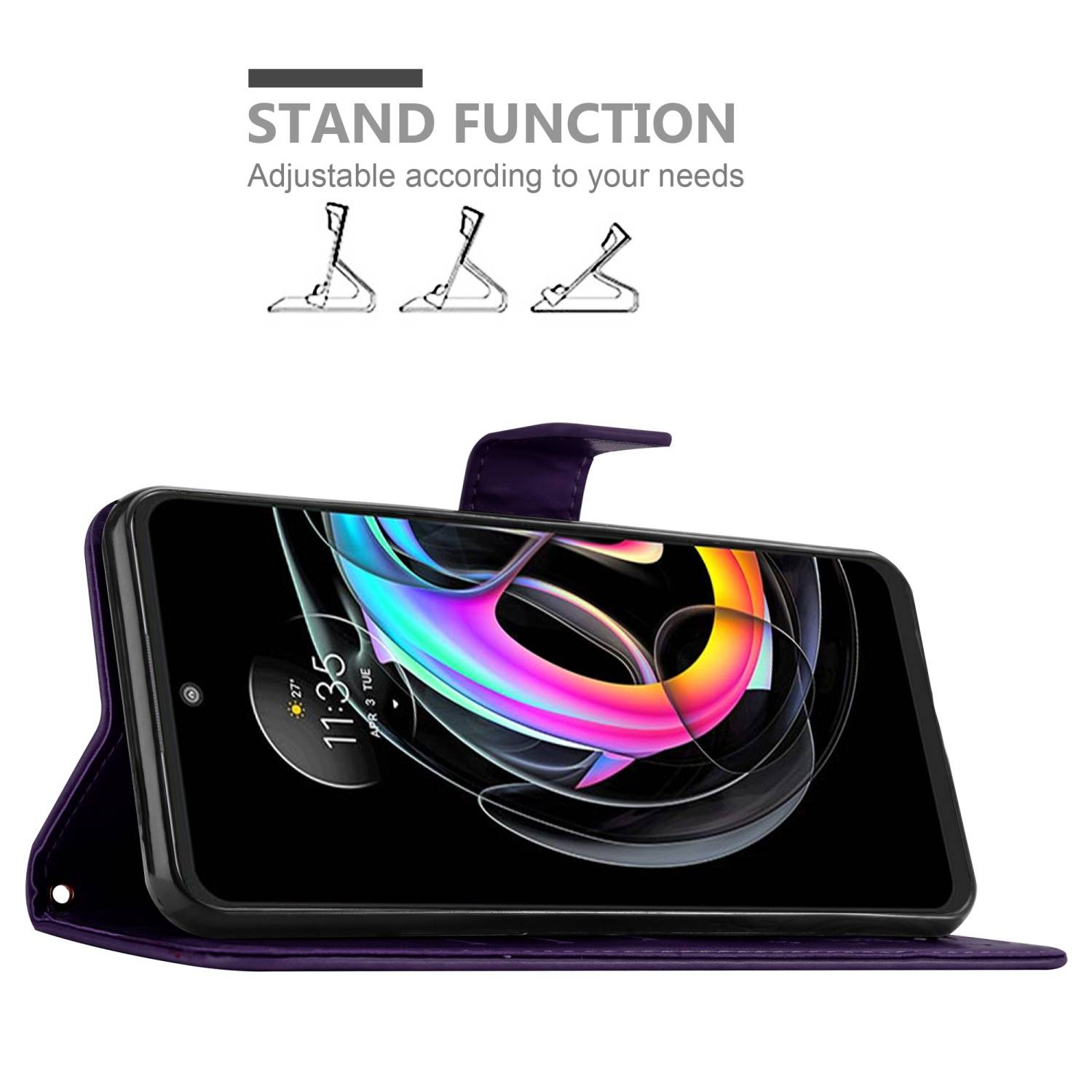 Cadorabo Hülle für Motorola EDGE 20 LITE / FUSION Schutz Hülle in Lila Schutzhülle Handy Hülle Etui Case Blumen Flower