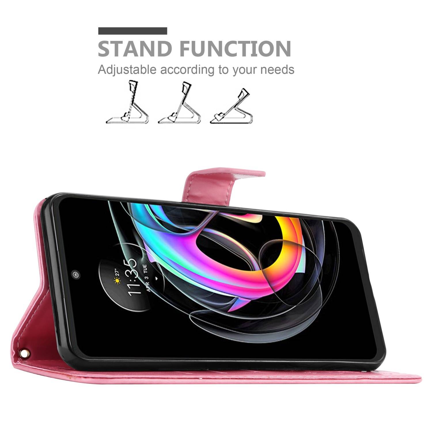Cadorabo Hülle für Motorola EDGE 20 LITE / FUSION Schutz Hülle in Rosa Schutzhülle Handy Hülle Etui Case Blumen Flower