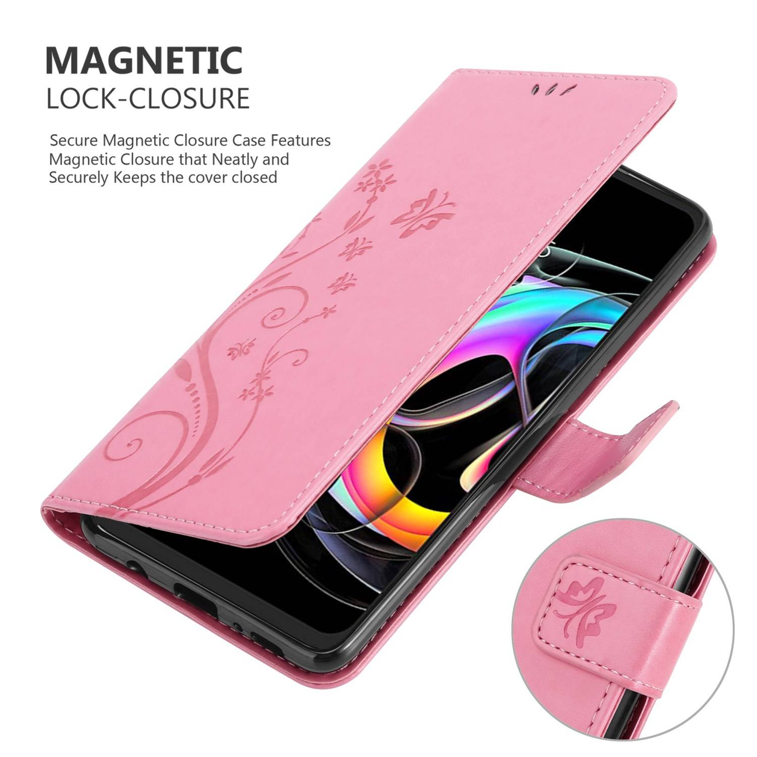 Cadorabo Hülle für Motorola EDGE 20 LITE / FUSION Schutz Hülle in Rosa Schutzhülle Handy Hülle Etui Case Blumen Flower