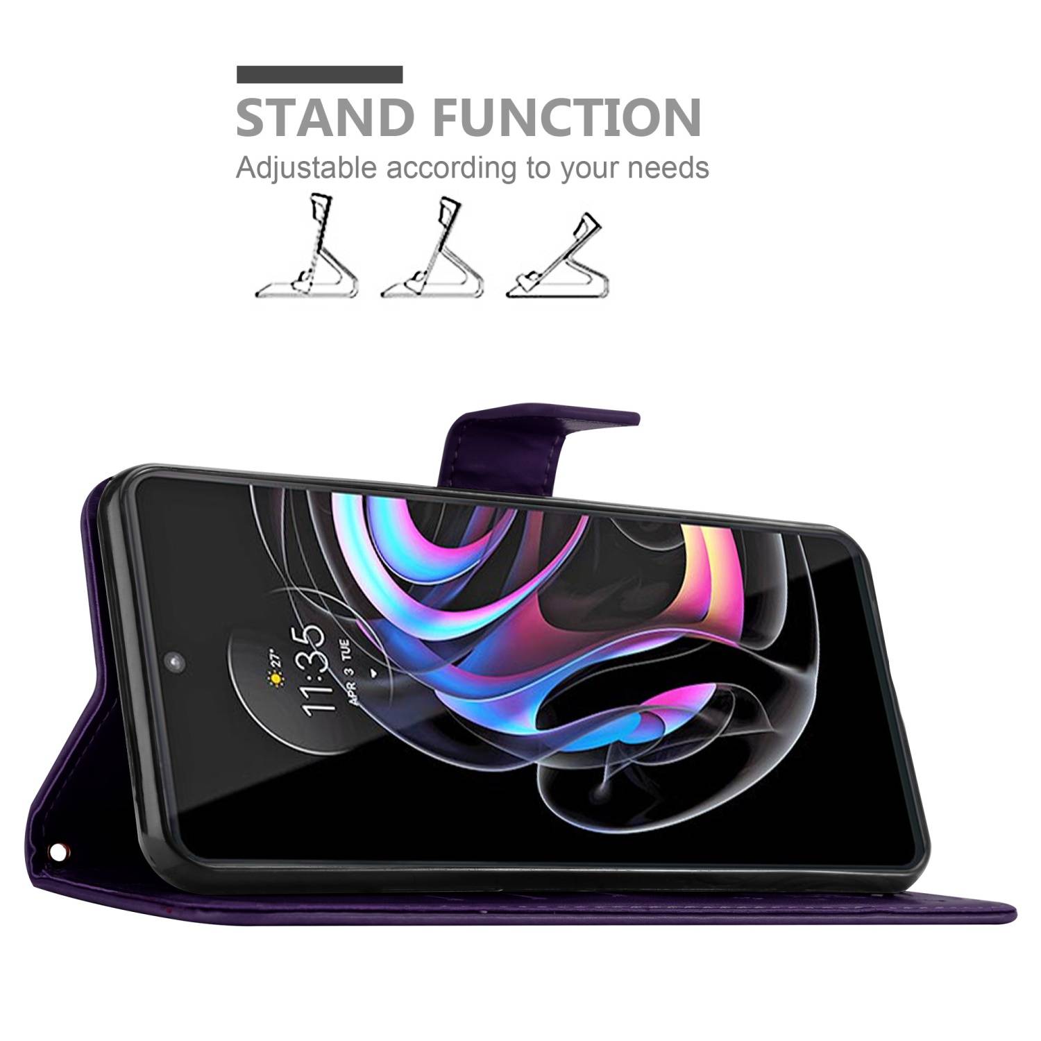 Cadorabo Hülle für Motorola EDGE 20 PRO / EDGE S PRO Schutz Hülle in Lila Schutzhülle Handy Hülle Etui Case Blumen