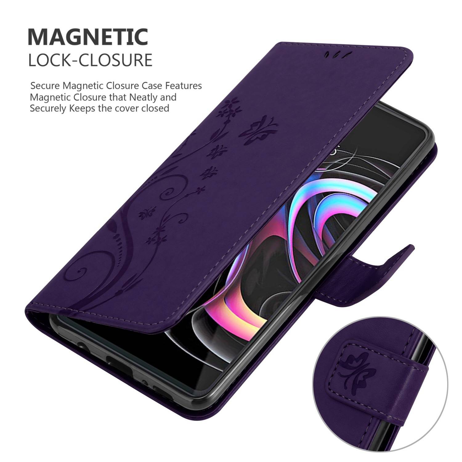 Cadorabo Hülle für Motorola EDGE 20 PRO / EDGE S PRO Schutz Hülle in Lila Schutzhülle Handy Hülle Etui Case Blumen
