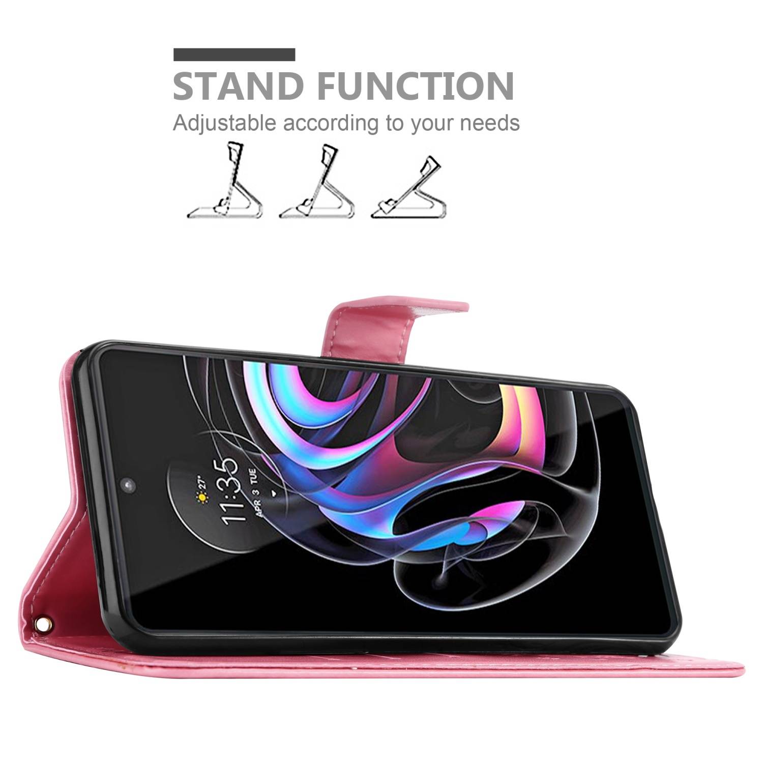 Cadorabo Hülle für Motorola EDGE 20 PRO / EDGE S PRO Schutz Hülle in Rosa Schutzhülle Handy Hülle Etui Case Blumen