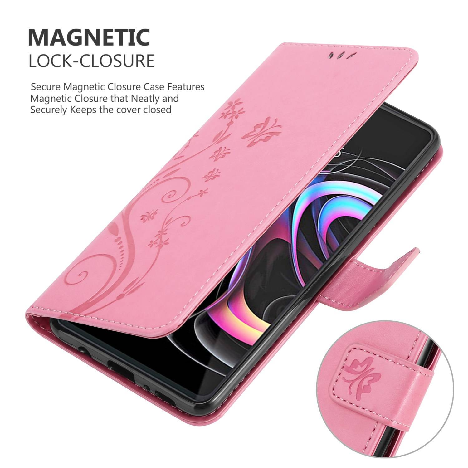 Cadorabo Hülle für Motorola EDGE 20 PRO / EDGE S PRO Schutz Hülle in Rosa Schutzhülle Handy Hülle Etui Case Blumen