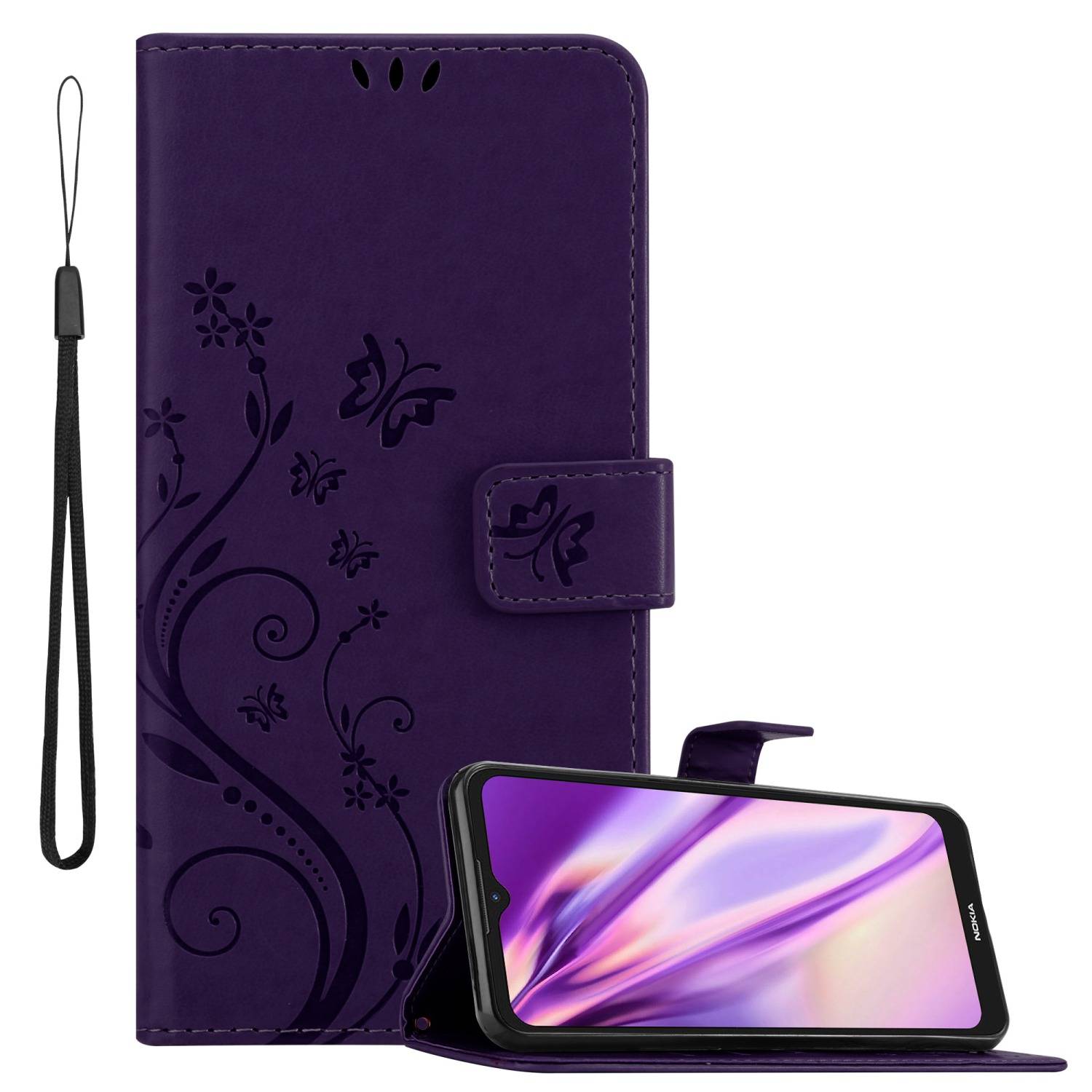 Cadorabo Hülle für Nokia C21 Schutz Hülle in Lila Schutzhülle Handy Hülle Etui Case Blumen Flower