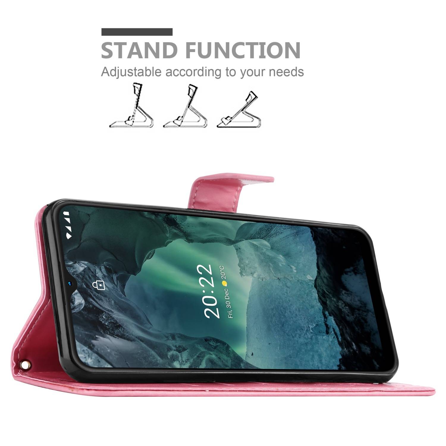 Cadorabo Hülle für Nokia G11 / G21 Schutz Hülle in Rosa Schutzhülle Handy Hülle Etui Case Blumen Flower