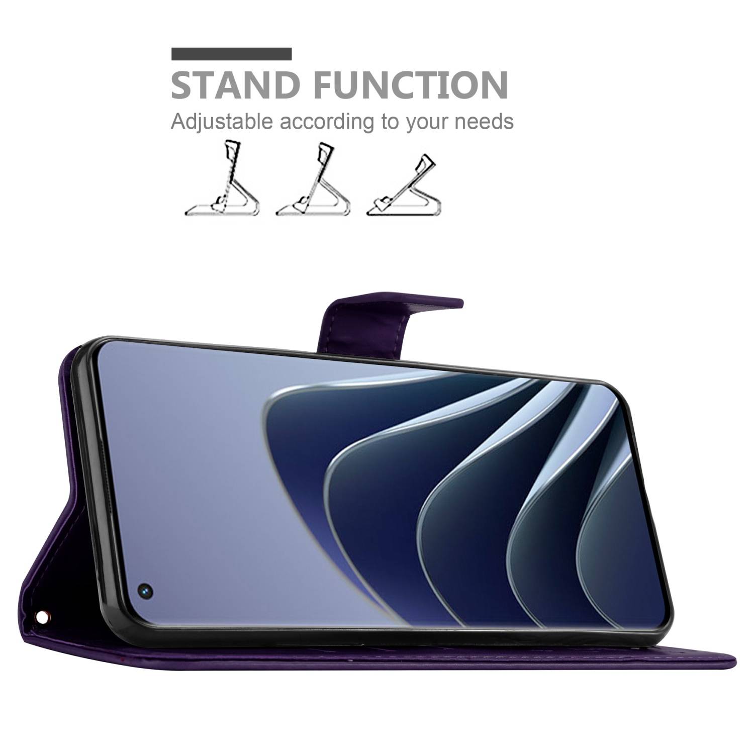 Cadorabo Hülle für OnePlus 10 PRO 5G Schutz Hülle in Lila Schutzhülle Handy Hülle Etui Case Blumen Flower
