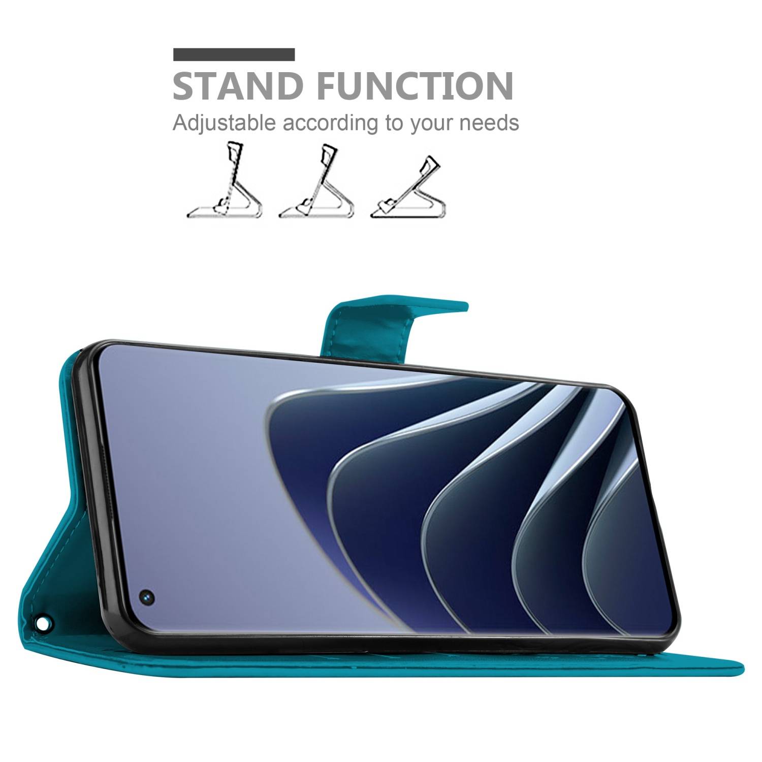 Cadorabo Hülle für OnePlus 10 PRO 5G Schutz Hülle in Blau Schutzhülle Handy Hülle Etui Case Blumen Flower