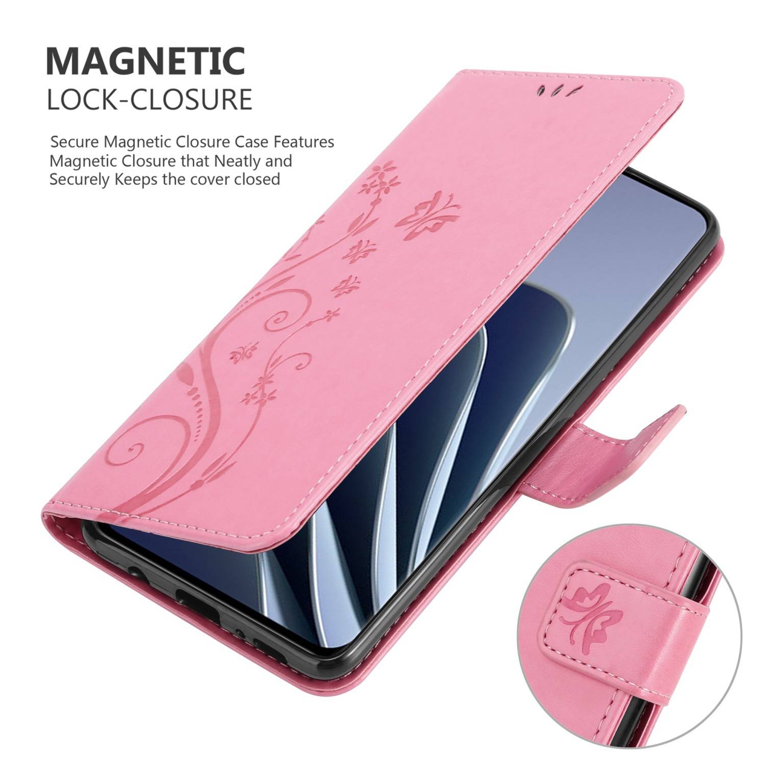 Cadorabo Hülle für OnePlus 10 PRO 5G Schutz Hülle in Rosa Schutzhülle Handy Hülle Etui Case Blumen Flower