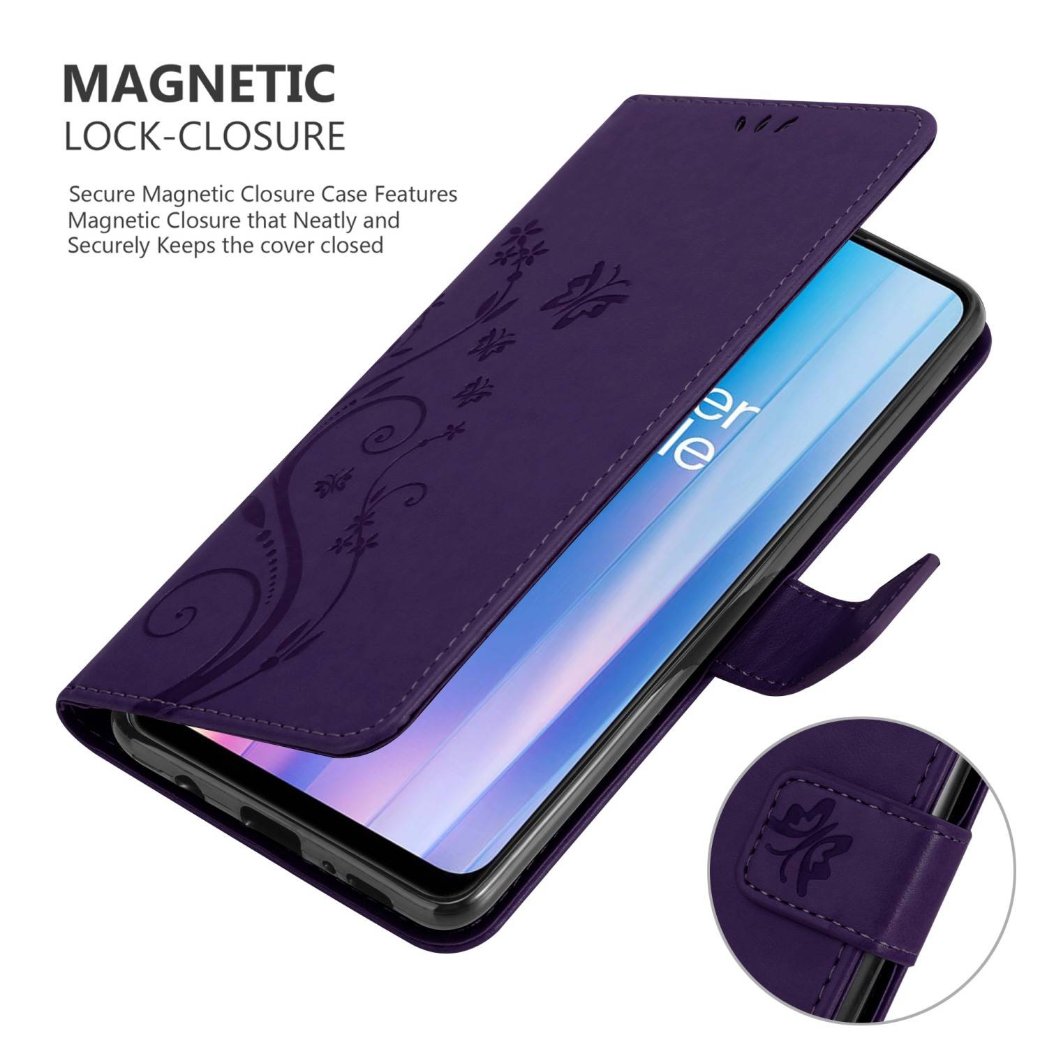 Cadorabo Hülle für OnePlus Nord CE 2 5G Schutz Hülle in Lila Schutzhülle Handy Hülle Etui Case Blumen Flower