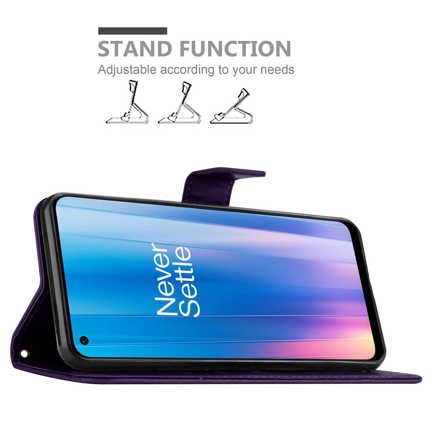 Cadorabo Hülle für OnePlus Nord CE 2 5G Schutz Hülle in Lila Schutzhülle Handy Hülle Etui Case Blumen Flower