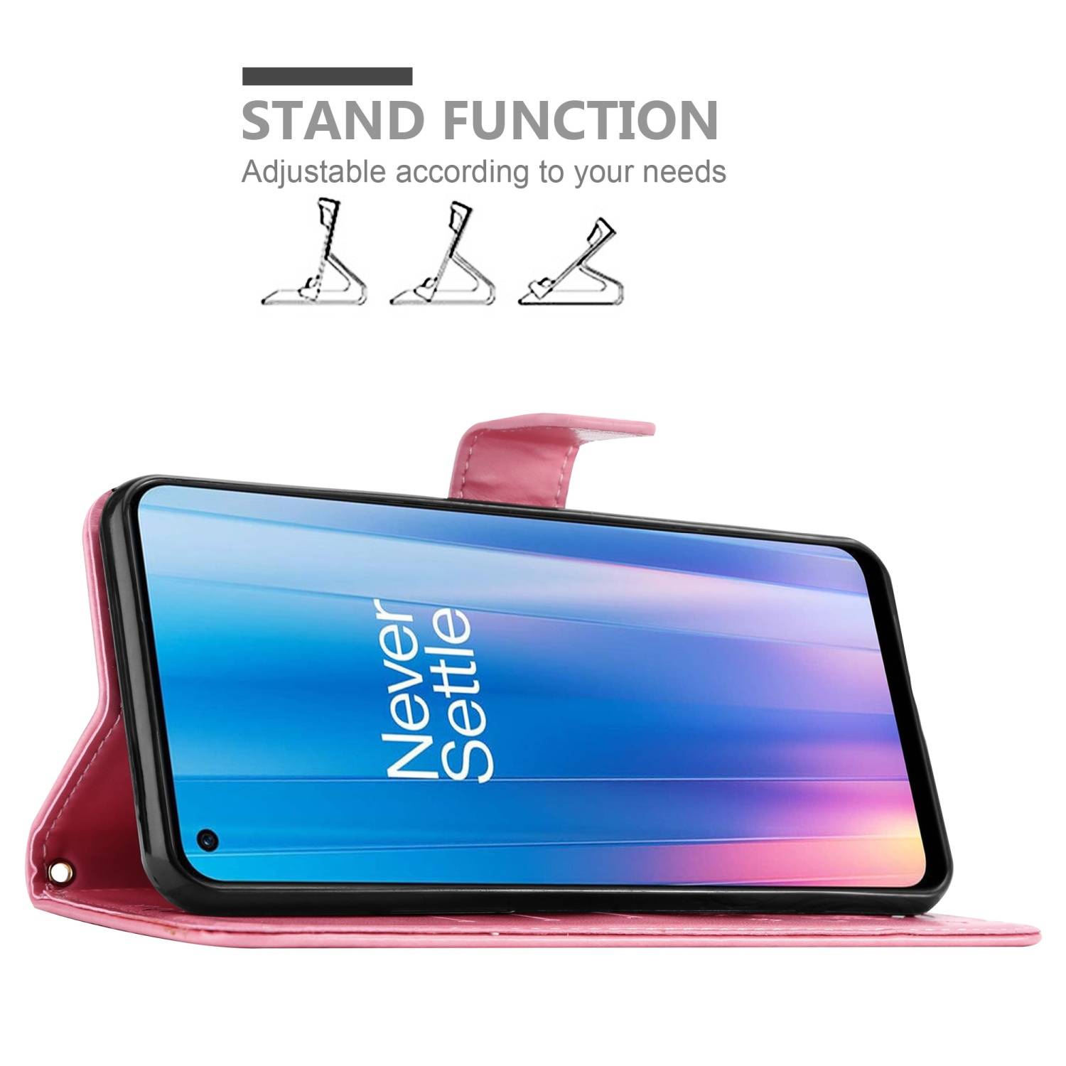 Cadorabo Hülle für OnePlus Nord CE 2 5G Schutz Hülle in Rosa Schutzhülle Handy Hülle Etui Case Blumen Flower