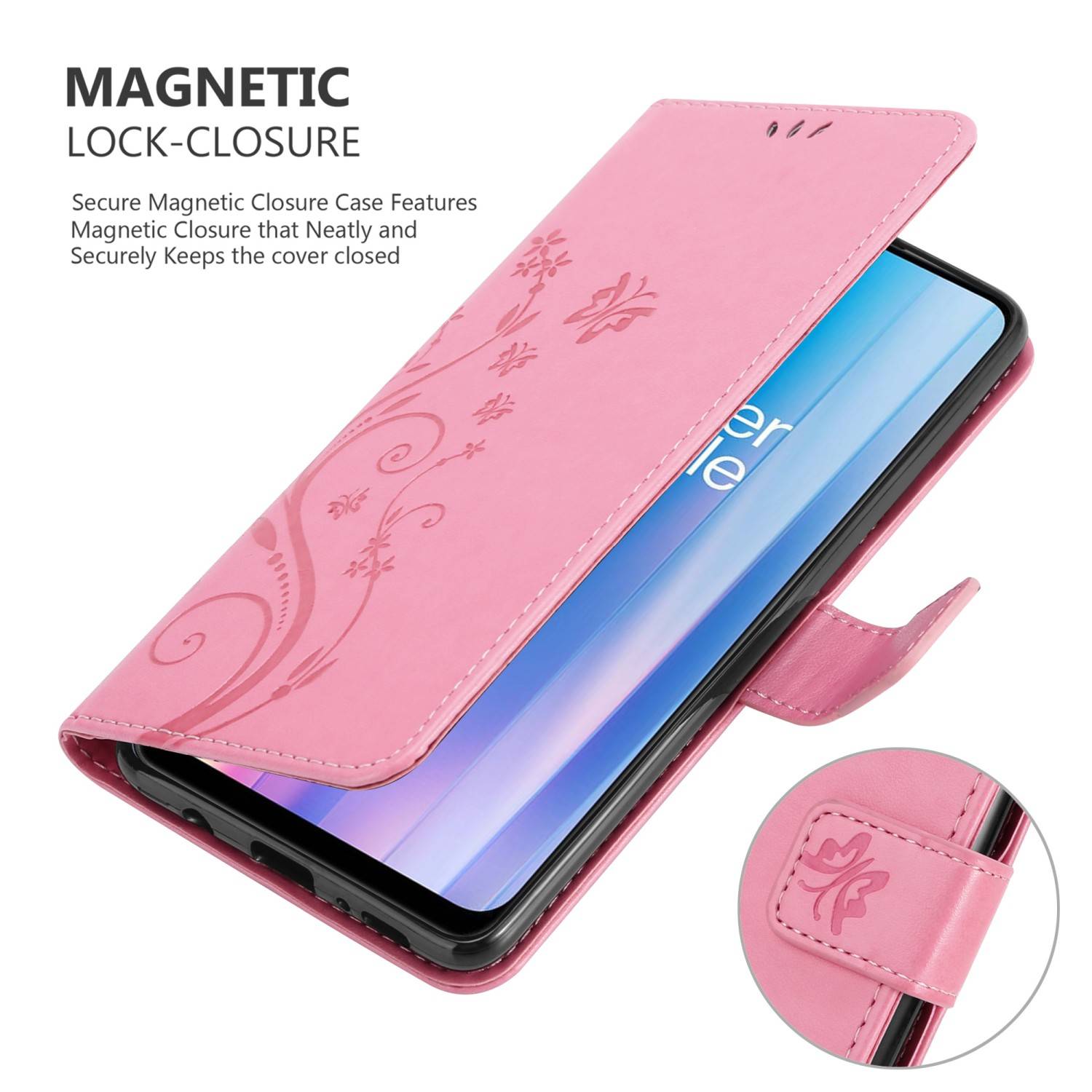 Cadorabo Hülle für OnePlus Nord CE 2 5G Schutz Hülle in Rosa Schutzhülle Handy Hülle Etui Case Blumen Flower