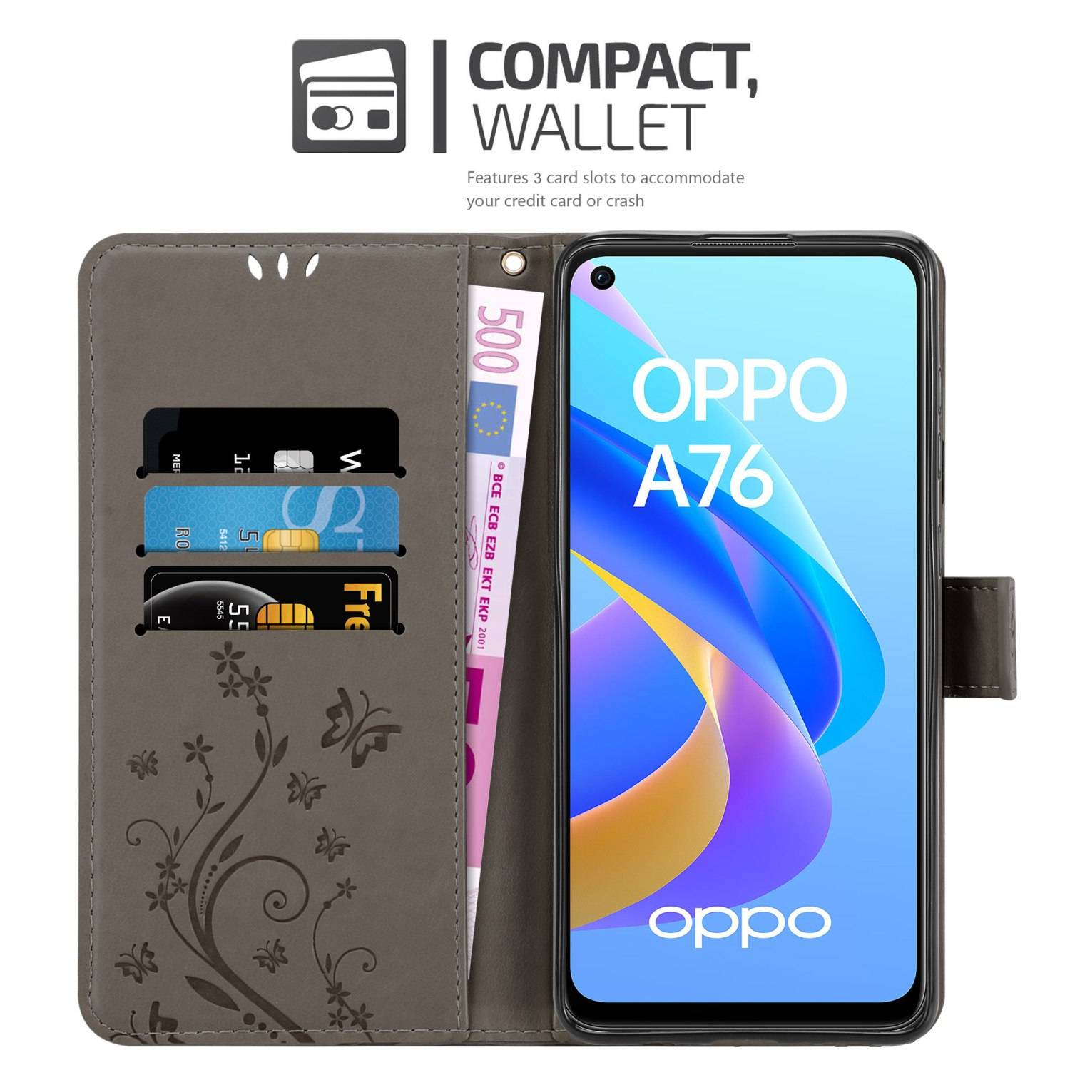 Cadorabo Hülle für Oppo A36 / A76 / A96 4G / K10 4G / Realme 9i Schutz Hülle in Grau Schutzhülle Handy Hülle Etui Case