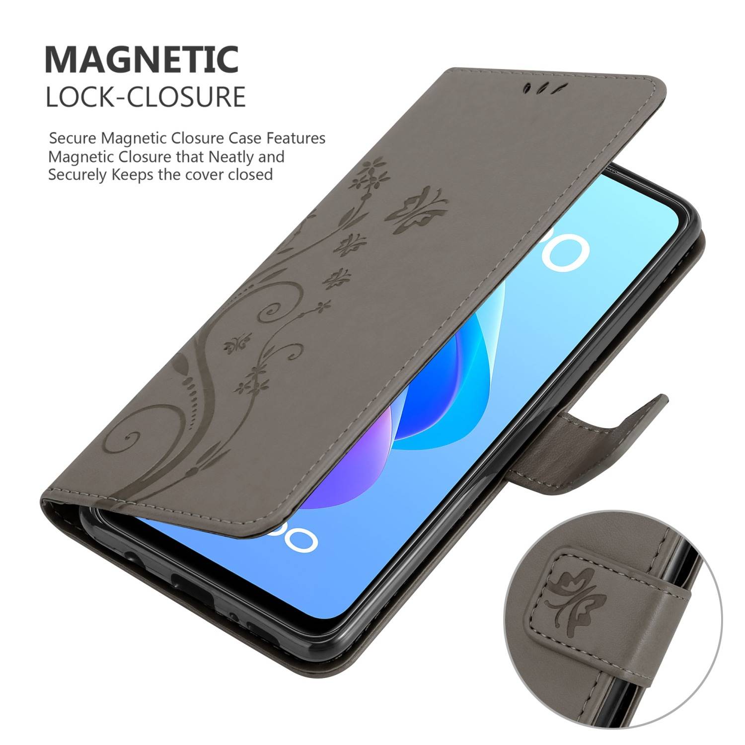 Cadorabo Hülle für Oppo A36 / A76 / A96 4G / K10 4G / Realme 9i Schutz Hülle in Grau Schutzhülle Handy Hülle Etui Case