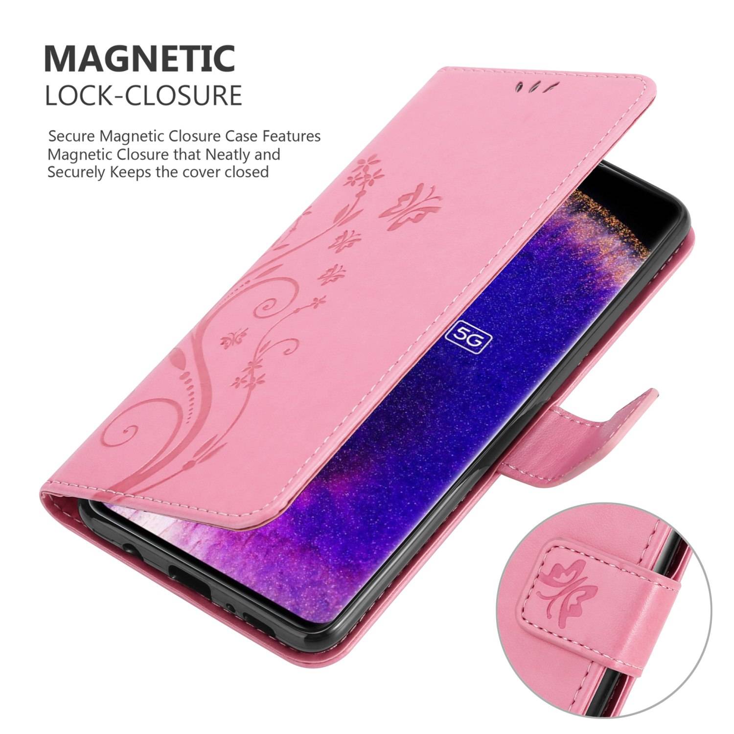 Cadorabo Hülle für Oppo FIND X5 Schutz Hülle in Rosa Schutzhülle Handy Hülle Etui Case Blumen Flower
