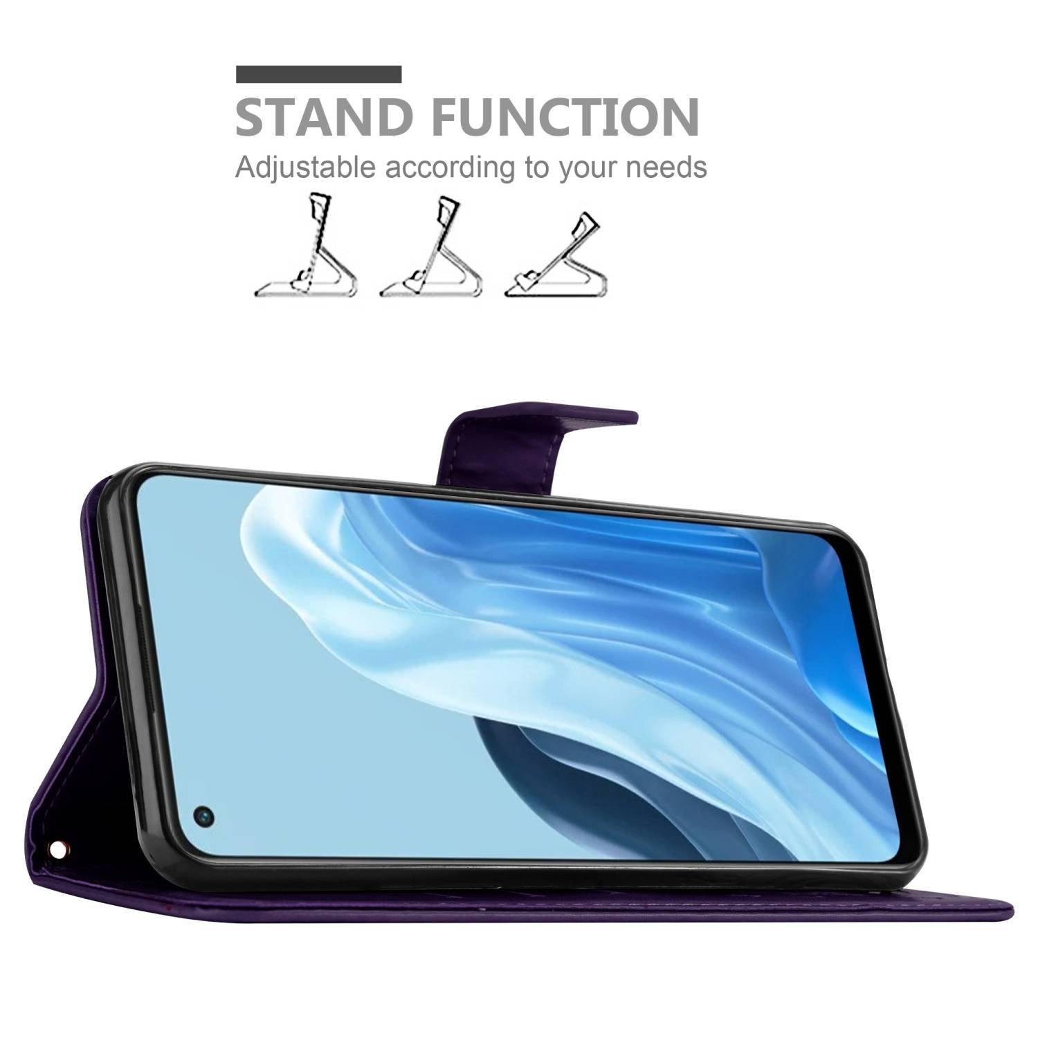 Cadorabo Hülle für Oppo FIND X5 LITE / Reno7 5G Schutz Hülle in Lila Schutzhülle Handy Hülle Etui Case Blumen Flower