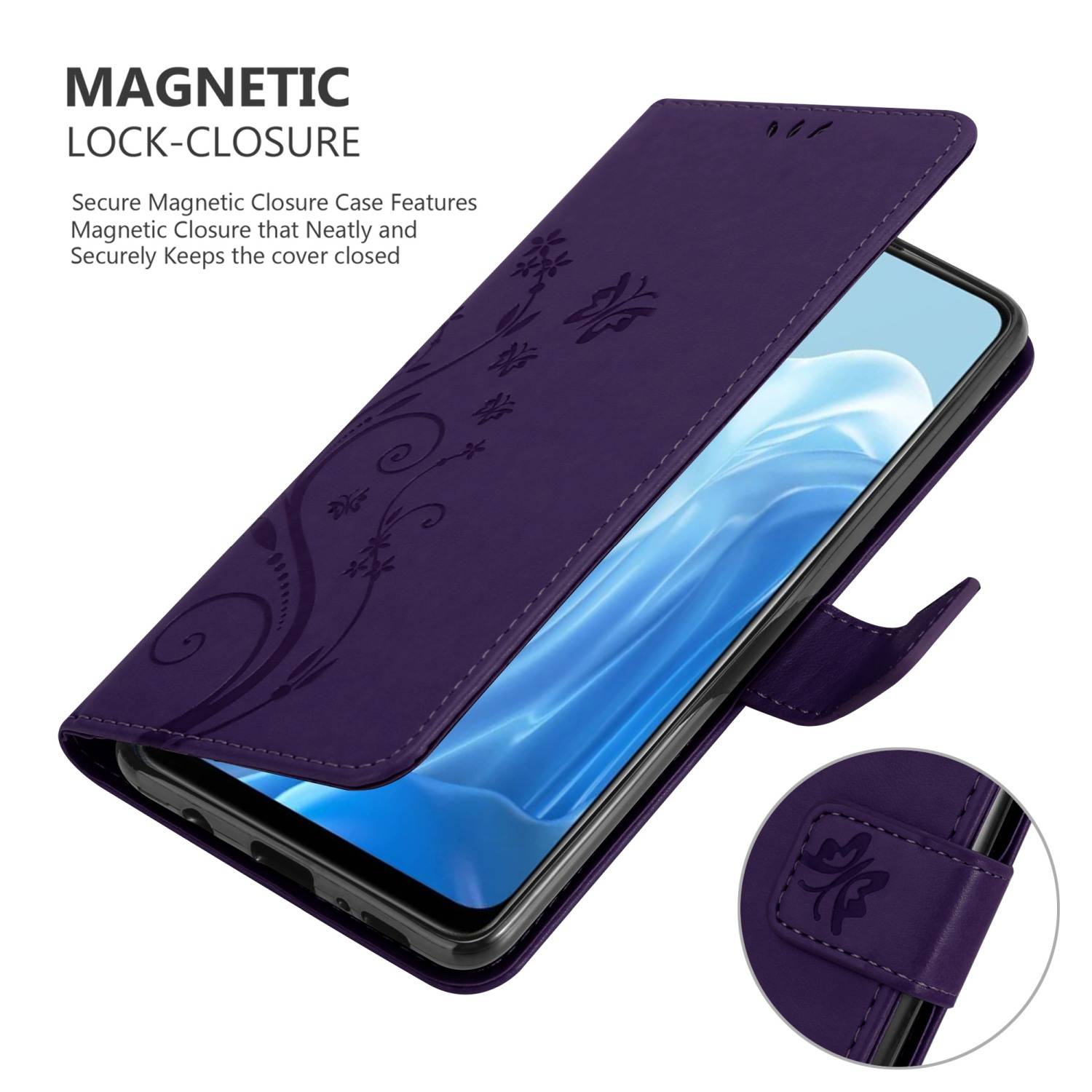 Cadorabo Hülle für Oppo FIND X5 LITE / Reno7 5G Schutz Hülle in Lila Schutzhülle Handy Hülle Etui Case Blumen Flower