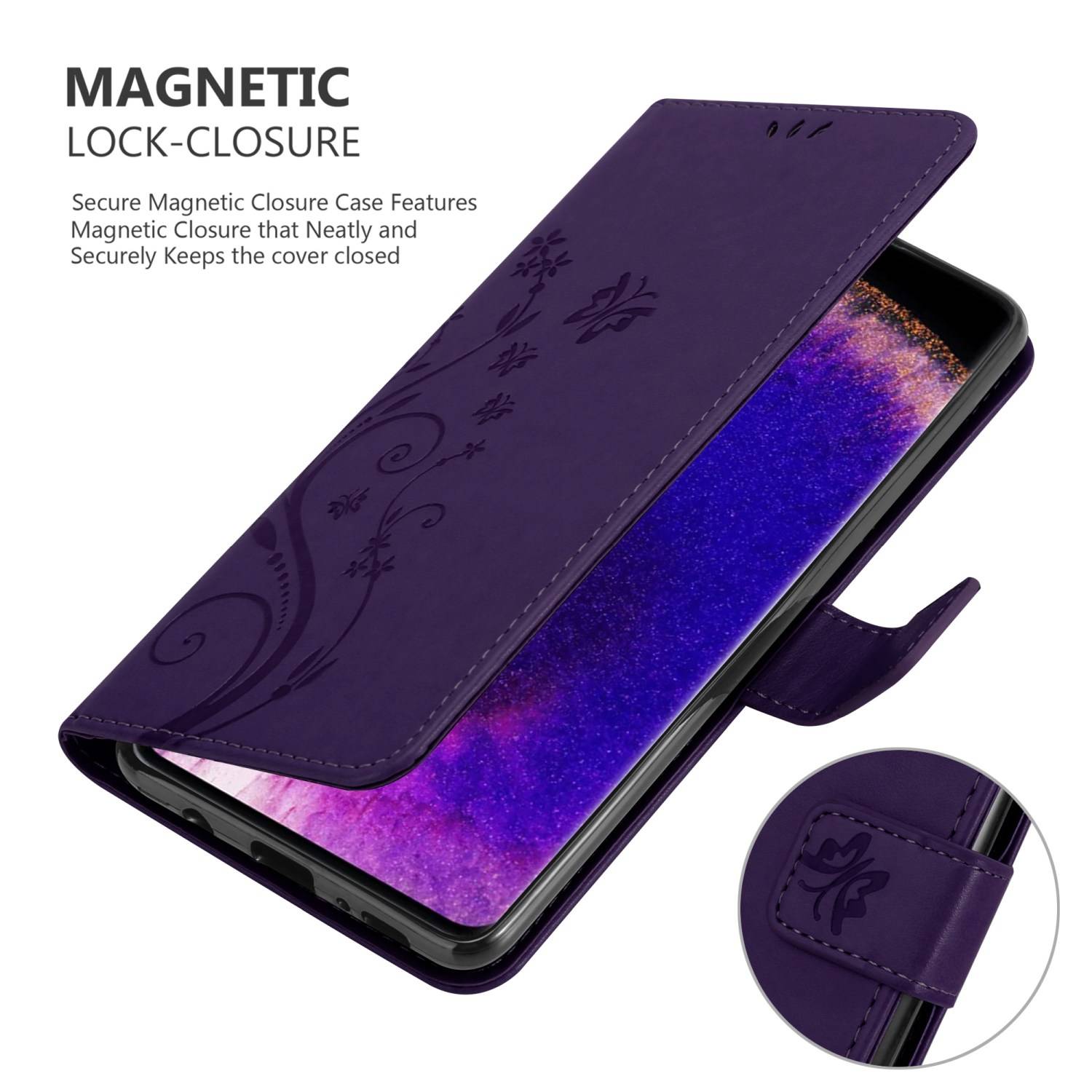 Cadorabo Hülle für Oppo FIND X5 PRO Schutz Hülle in Lila Schutzhülle Handy Hülle Etui Case Blumen Flower