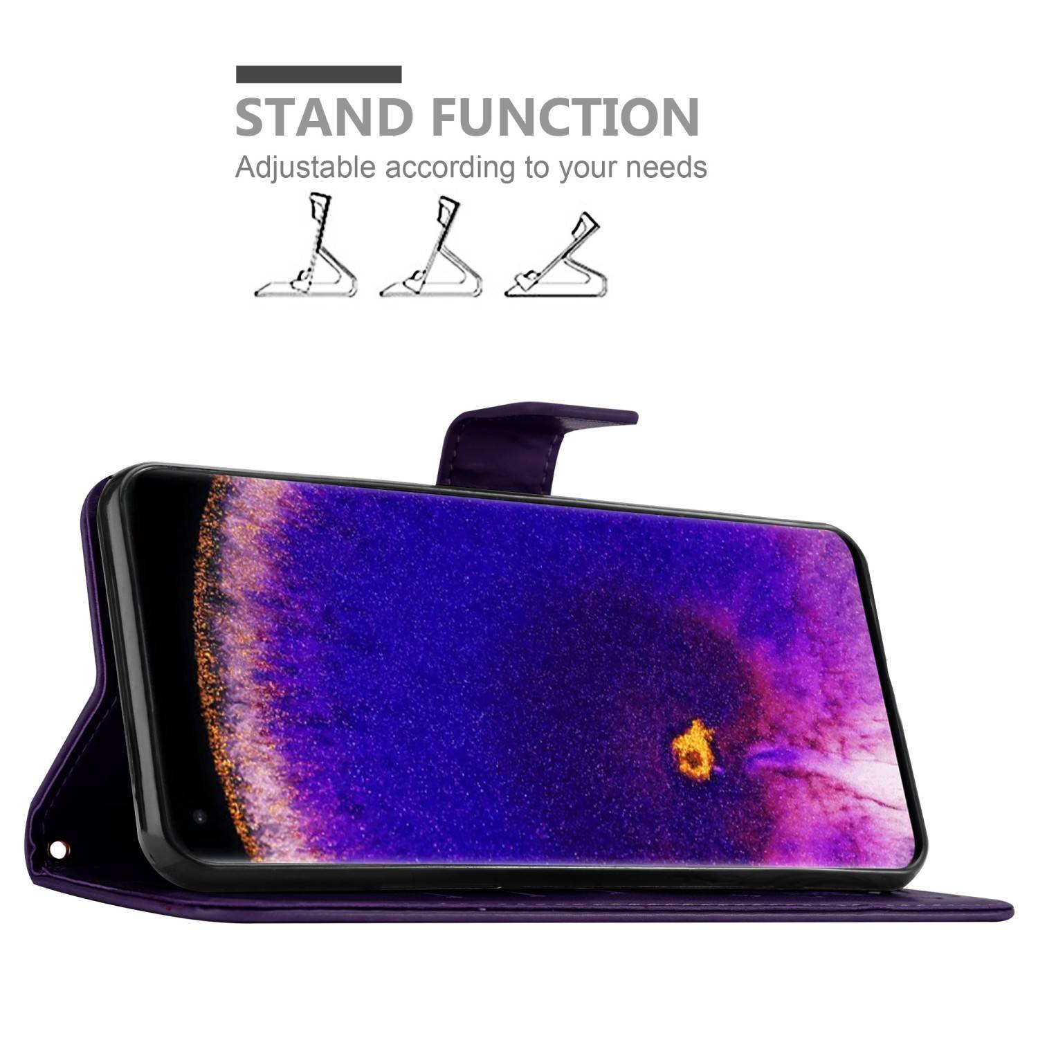 Cadorabo Hülle für Oppo FIND X5 PRO Schutz Hülle in Lila Schutzhülle Handy Hülle Etui Case Blumen Flower