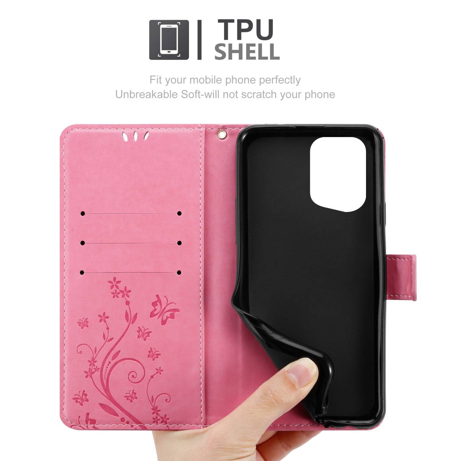 Cadorabo Hülle für Oppo FIND X5 PRO Schutz Hülle in Rosa Schutzhülle Handy Hülle Etui Case Blumen Flower