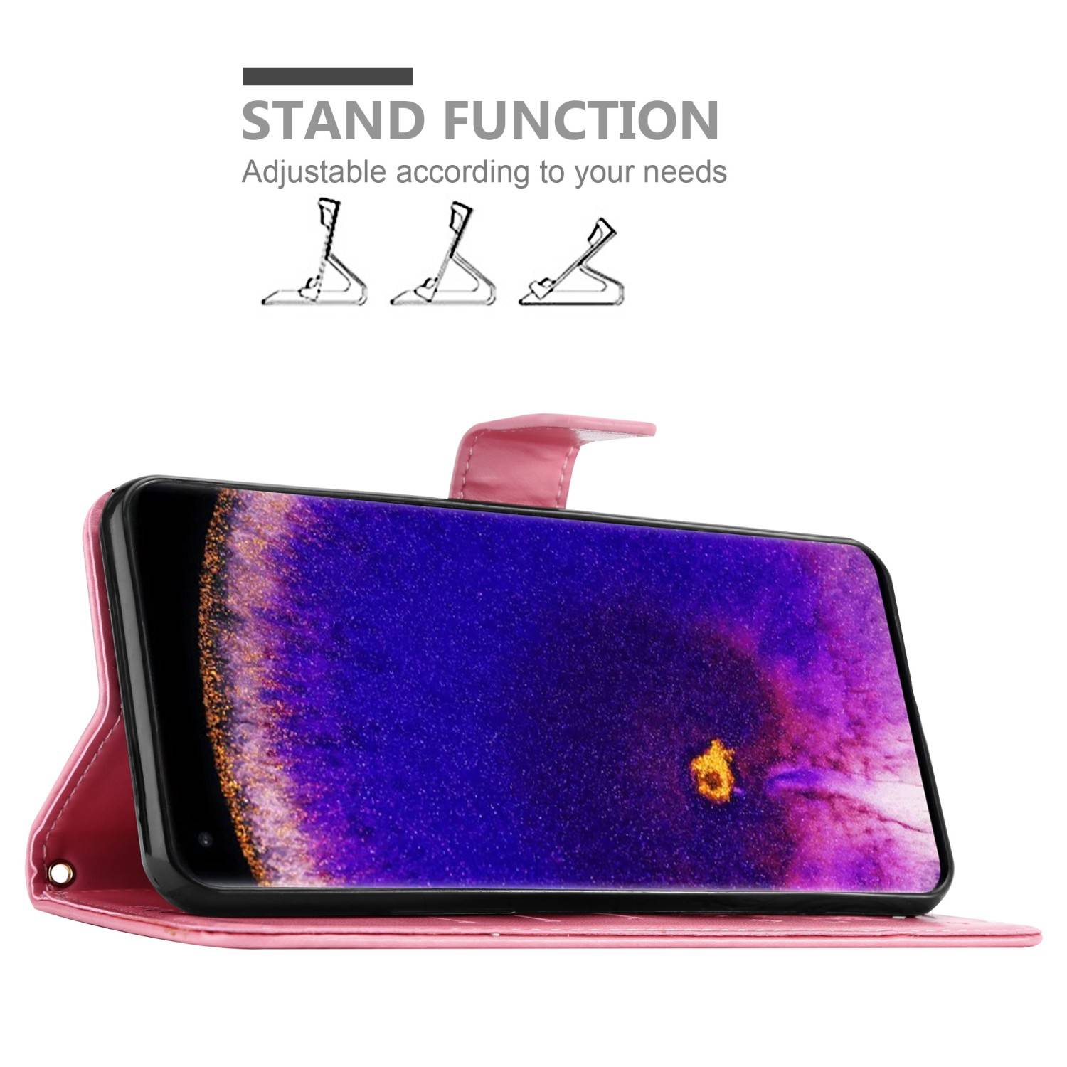 Cadorabo Hülle für Oppo FIND X5 PRO Schutz Hülle in Rosa Schutzhülle Handy Hülle Etui Case Blumen Flower