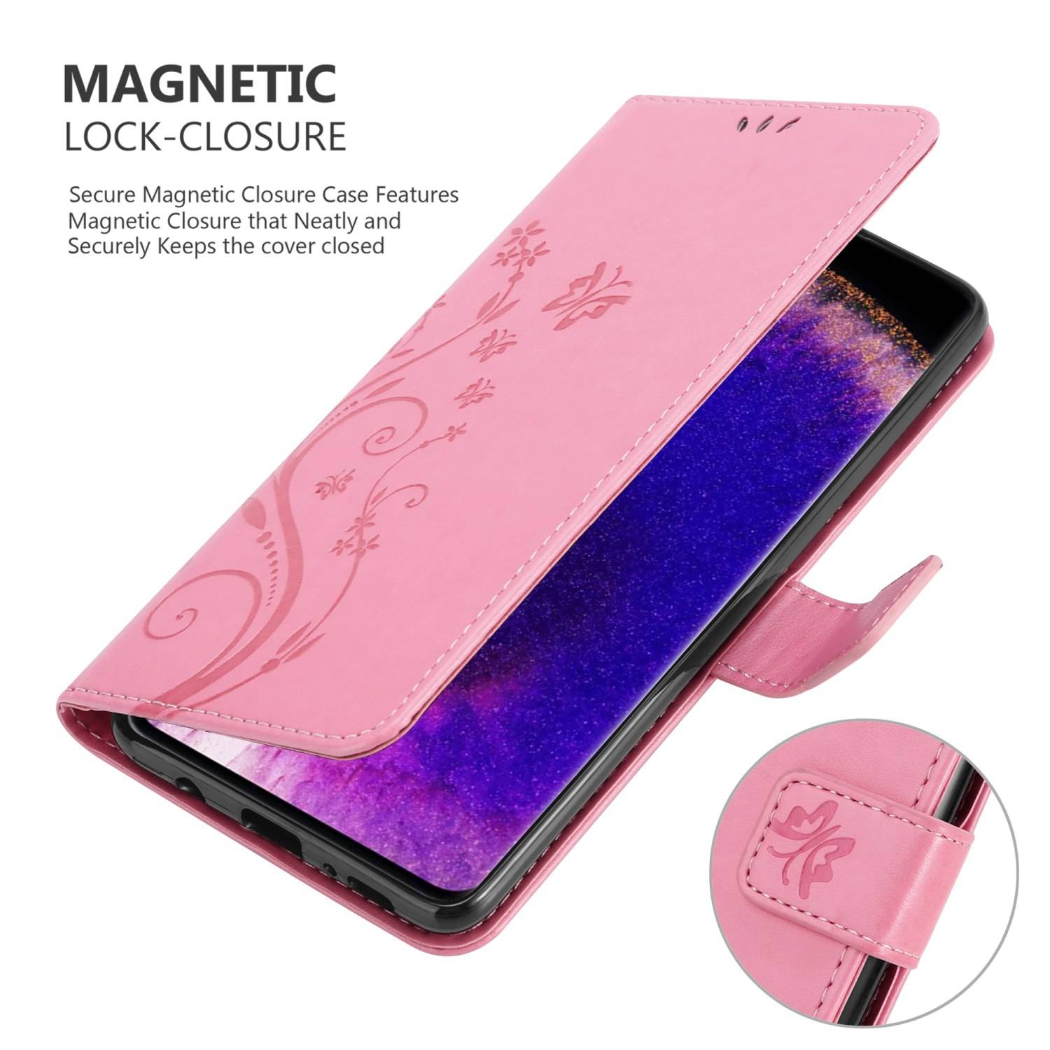 Cadorabo Hülle für Oppo FIND X5 PRO Schutz Hülle in Rosa Schutzhülle Handy Hülle Etui Case Blumen Flower