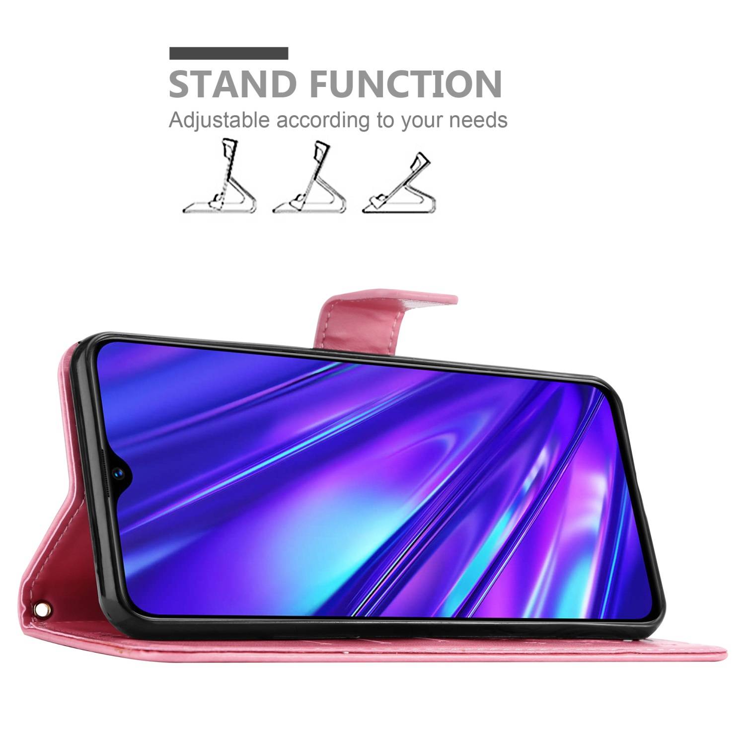 Cadorabo Hülle für Realme 5 / 5i / 6i / C3 Schutz Hülle in Rosa Schutzhülle Handy Hülle Etui Case Blumen Flower