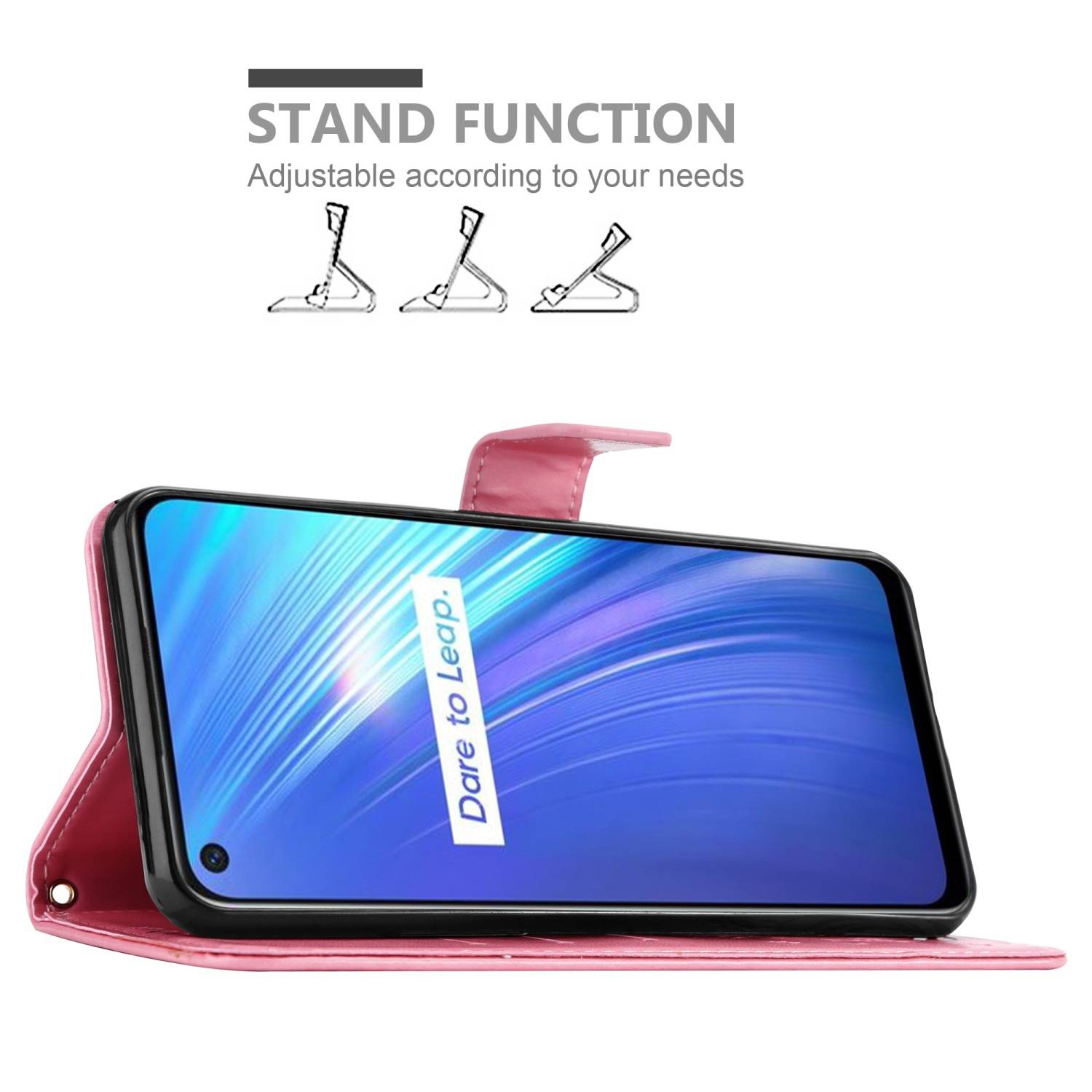 Cadorabo Hülle für Realme 6 4G / 6s Schutz Hülle in Rosa Schutzhülle Handy Hülle Etui Case Blumen Flower