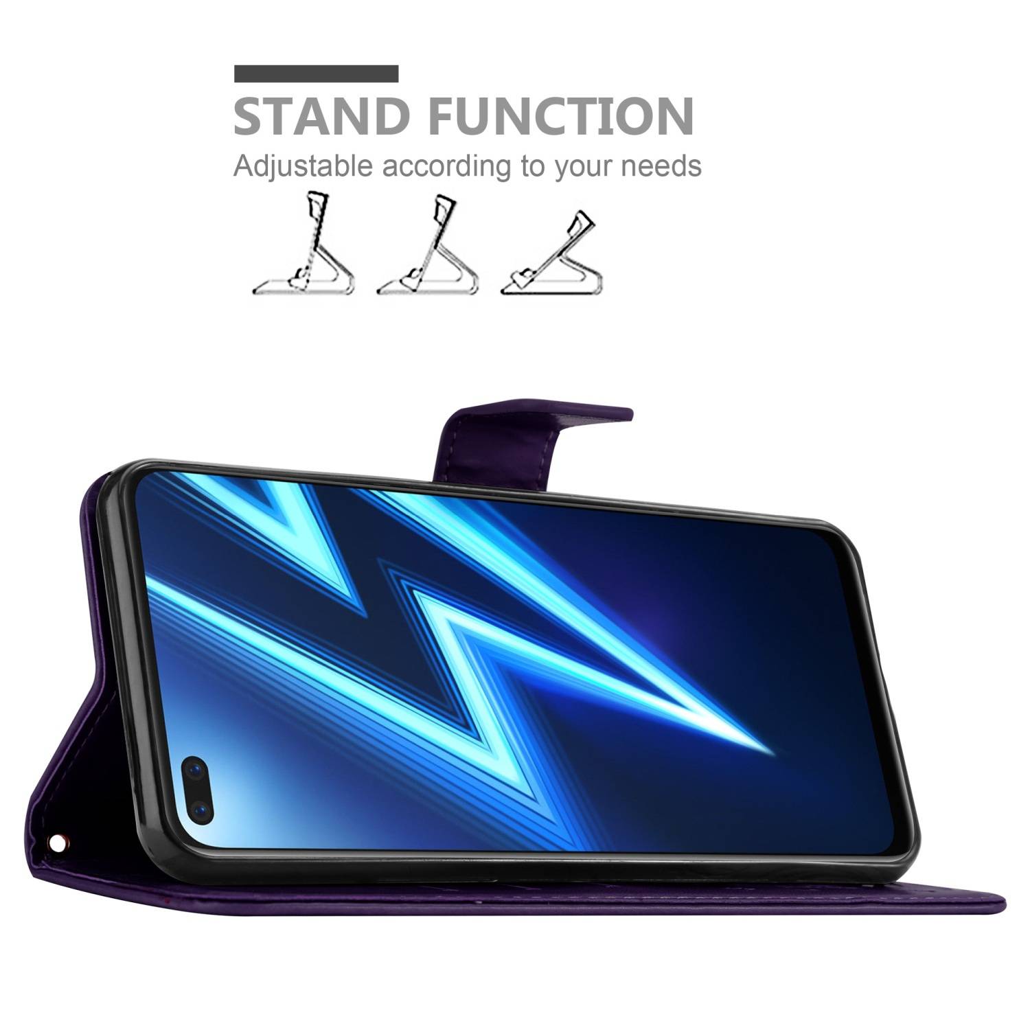 Cadorabo Hülle für Realme 6 PRO Schutz Hülle in Lila Schutzhülle Handy Hülle Etui Case Blumen Flower