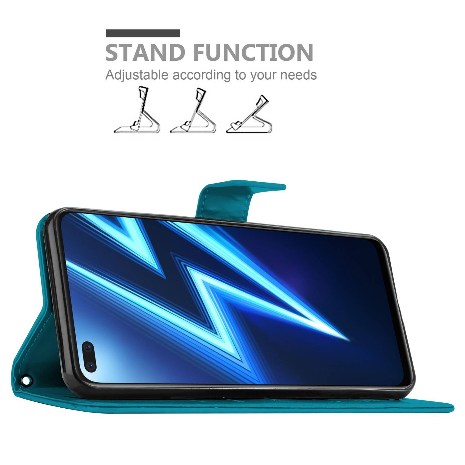 Cadorabo Hülle für Realme 6 PRO Schutz Hülle in Blau Schutzhülle Handy Hülle Etui Case Blumen Flower