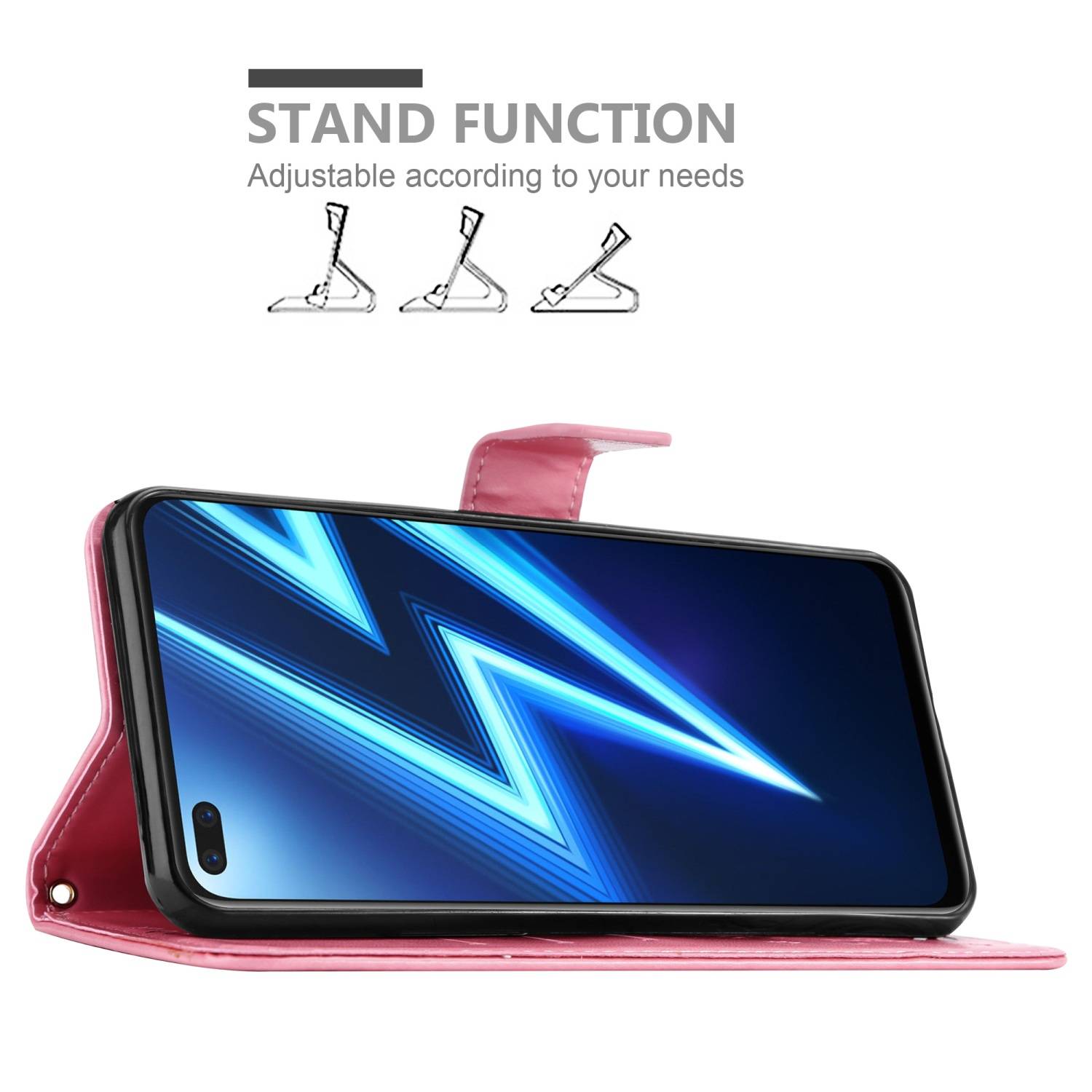 Cadorabo Hülle für Realme 6 PRO Schutz Hülle in Rosa Schutzhülle Handy Hülle Etui Case Blumen Flower