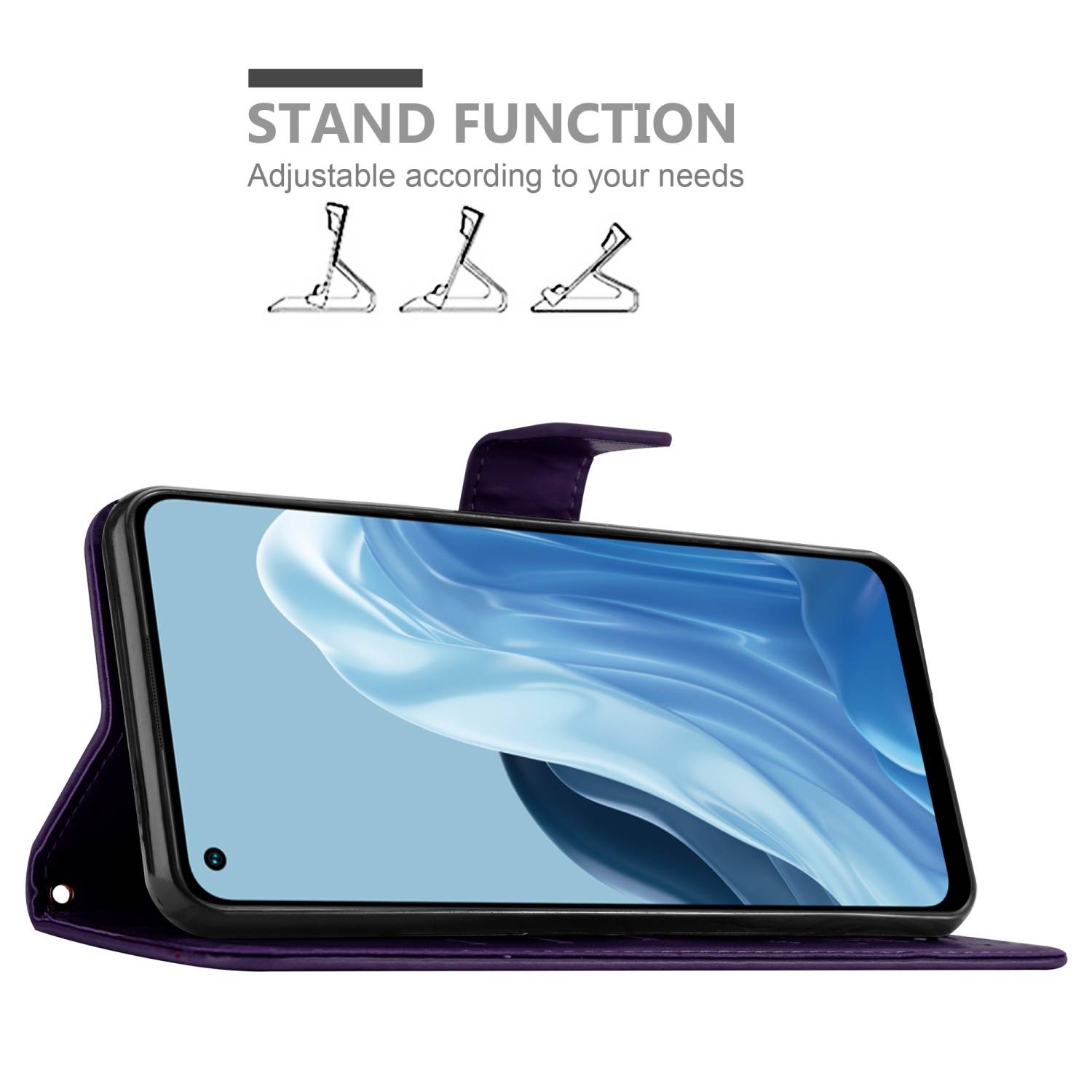 Cadorabo Hülle für Realme 7 5G Schutz Hülle in Lila Schutzhülle Handy Hülle Etui Case Blumen Flower