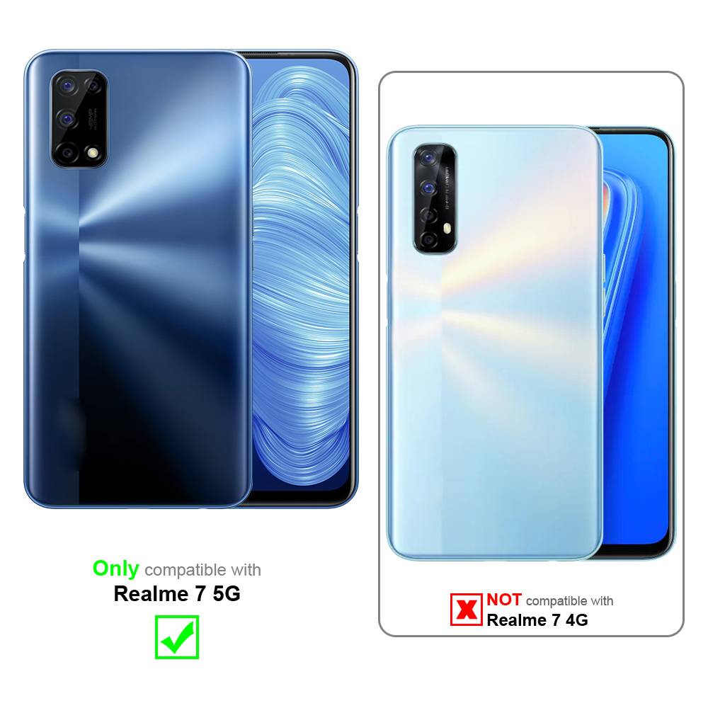 Cadorabo Hülle für Realme 7 5G Schutz Hülle in Blau Schutzhülle Handy Hülle Etui Case Blumen Flower