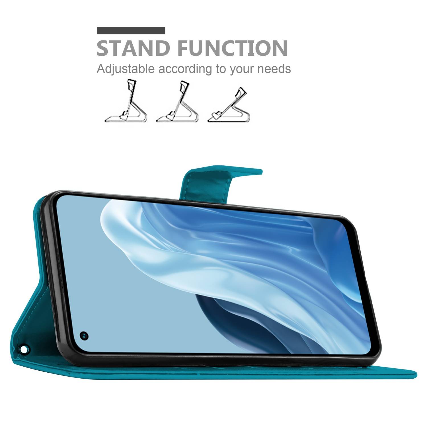 Cadorabo Hülle für Realme 7 5G Schutz Hülle in Blau Schutzhülle Handy Hülle Etui Case Blumen Flower