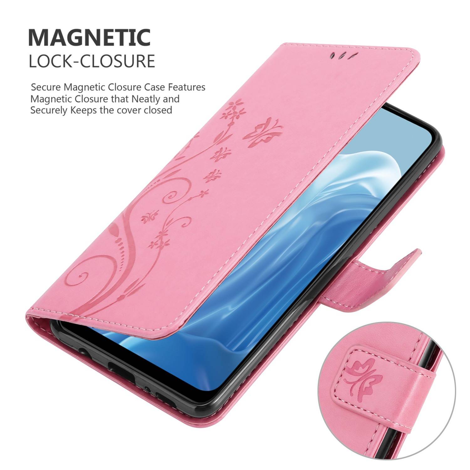 Cadorabo Hülle für Realme 7 5G Schutz Hülle in Rosa Schutzhülle Handy Hülle Etui Case Blumen Flower