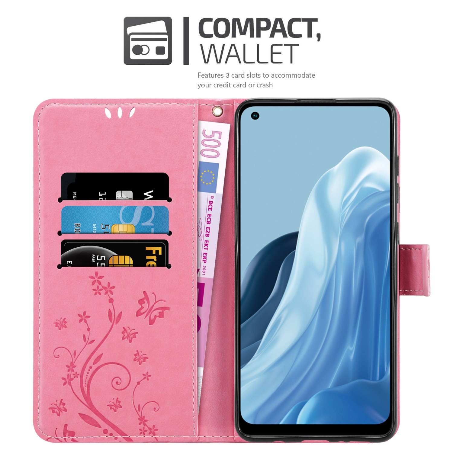 Cadorabo Hülle für Realme 7 5G Schutz Hülle in Rosa Schutzhülle Handy Hülle Etui Case Blumen Flower