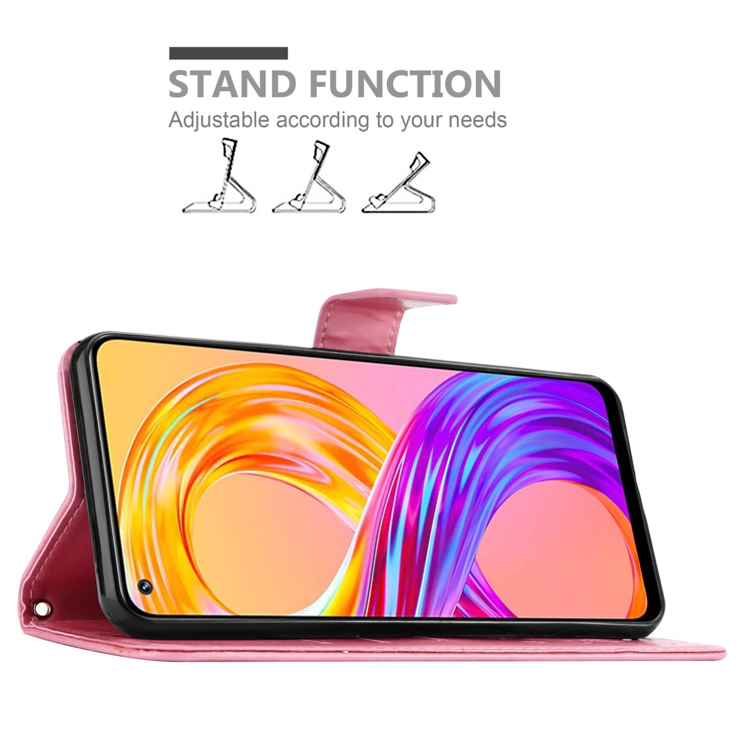 Cadorabo Hülle für Realme 8 4G / 8 PRO Schutz Hülle in Rosa Schutzhülle Handy Hülle Etui Case Blumen Flower