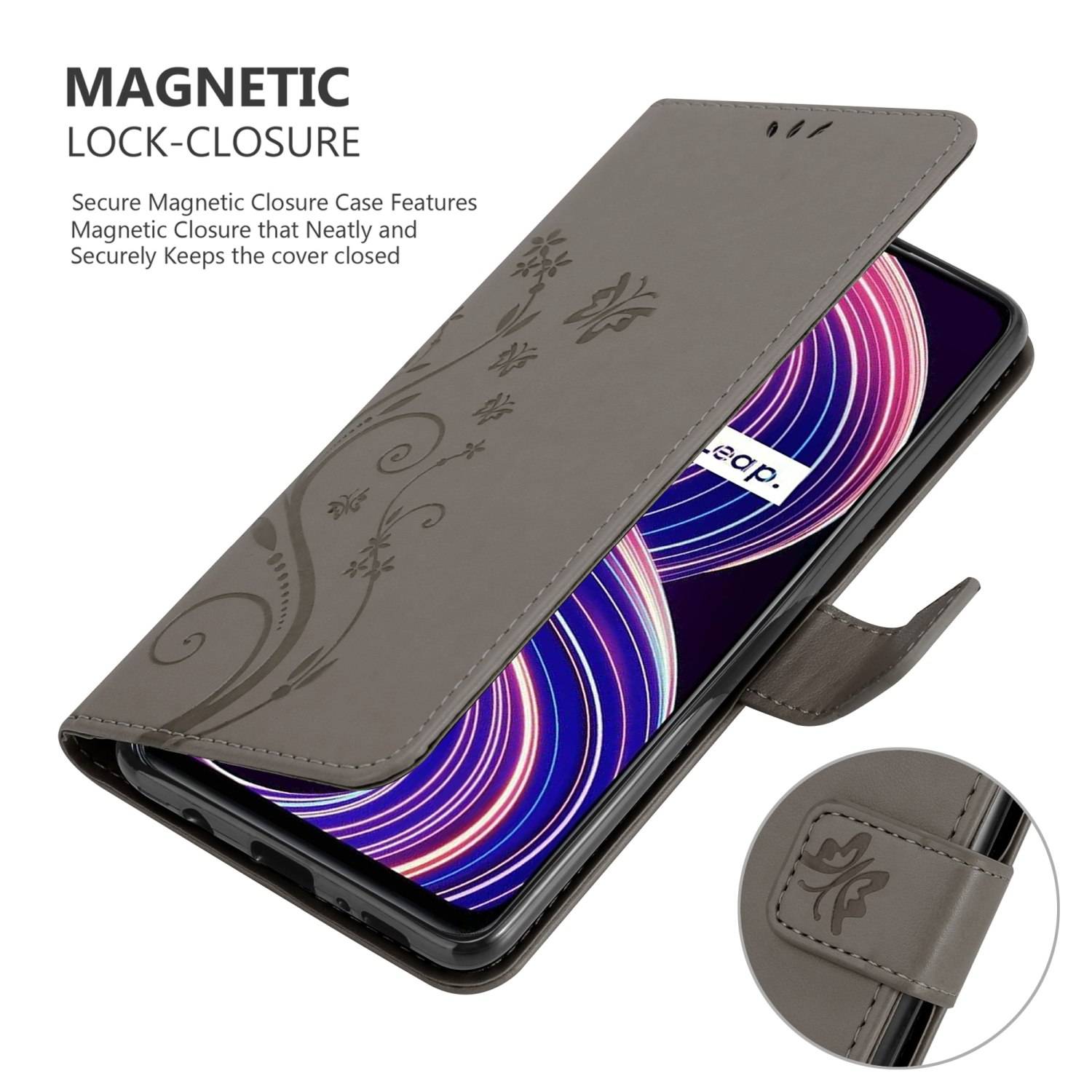 Cadorabo Hülle für Realme 8 5G / V13 / Q3 / Q3i / Narzo 30 5G Schutz Hülle in Grau Schutzhülle Handy Hülle Etui Case