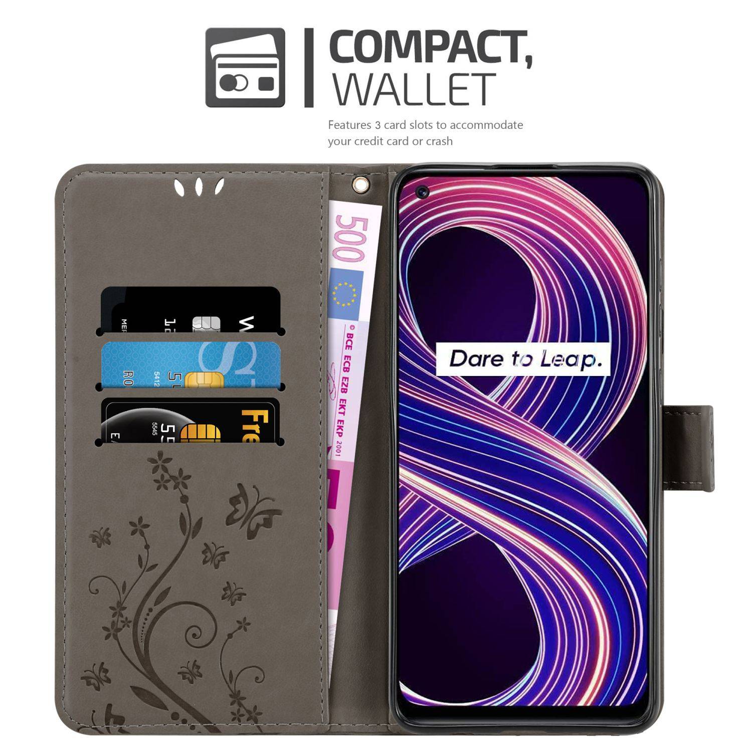 Cadorabo Hülle für Realme 8 5G / V13 / Q3 / Q3i / Narzo 30 5G Schutz Hülle in Grau Schutzhülle Handy Hülle Etui Case