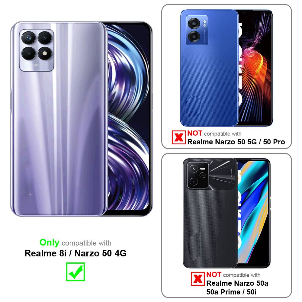 Cadorabo Hülle für Realme 8i / Narzo 50 4G Schutz Hülle in Türkis Schutzhülle Handy Hülle Etui Case Blumen Flower