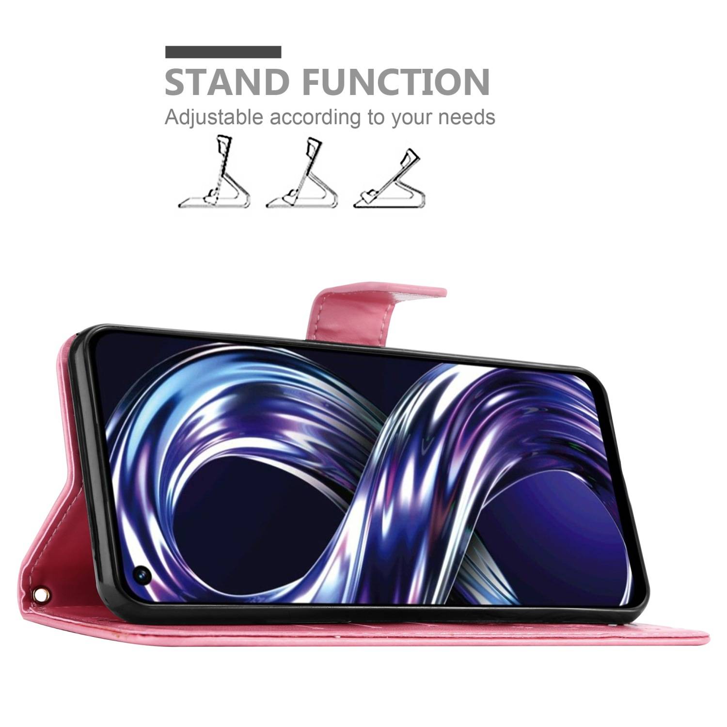 Cadorabo Hülle für Realme 8i / Narzo 50 4G Schutz Hülle in Rosa Schutzhülle Handy Hülle Etui Case Blumen Flower