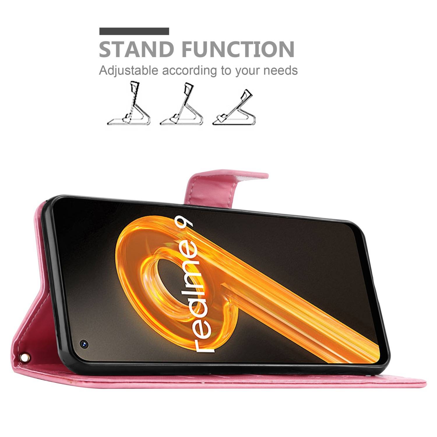 Cadorabo Hülle für Realme 9 4G / 9 PRO+ Schutz Hülle in Rosa Schutzhülle Handy Hülle Etui Case Blumen Flower