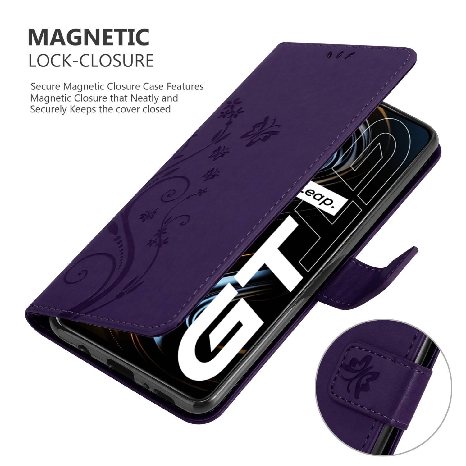 Cadorabo Hülle für Realme GT / GT Neo 2T / Q3 PRO Schutz Hülle in Lila Schutzhülle Handy Hülle Etui Case Blumen Flower