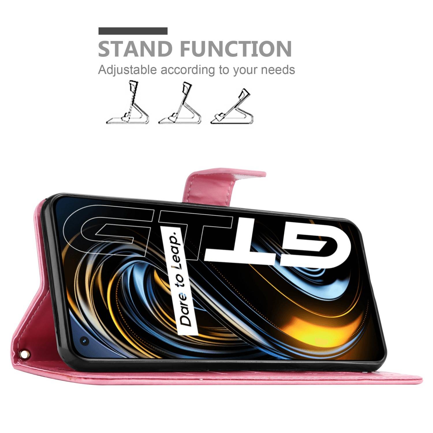 Cadorabo Hülle für Realme GT / GT Neo 2T / Q3 PRO Schutz Hülle in Rosa Schutzhülle Handy Hülle Etui Case Blumen Flower